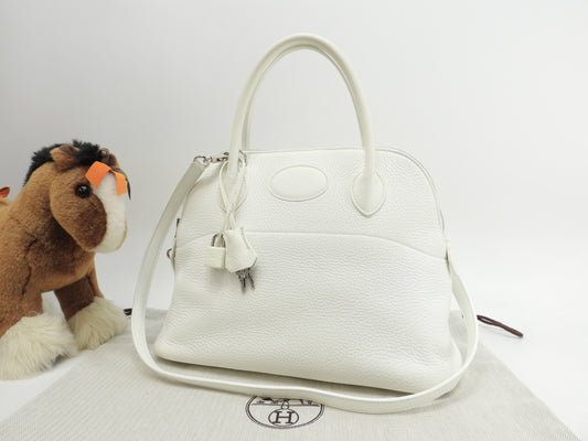 エルメス ボリード31 トリヨンクレマンス白 ショルダーストラップ付ハンドバッグ 美品@□I 2
