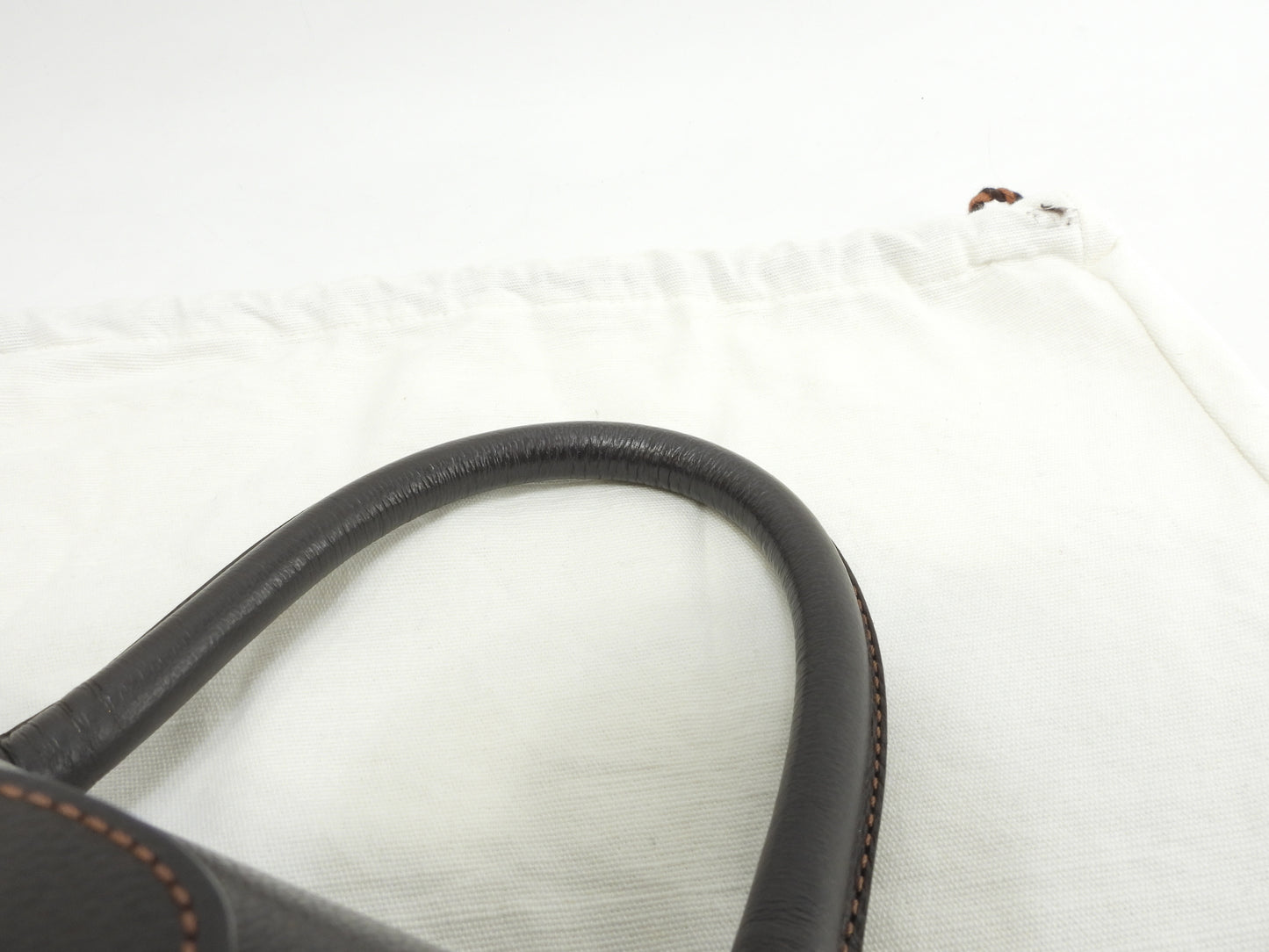 デルボー ブリヨンMM ヴィンテージ 型押レザー焦茶 ゴールド金具 ハンドバッグ@ 101