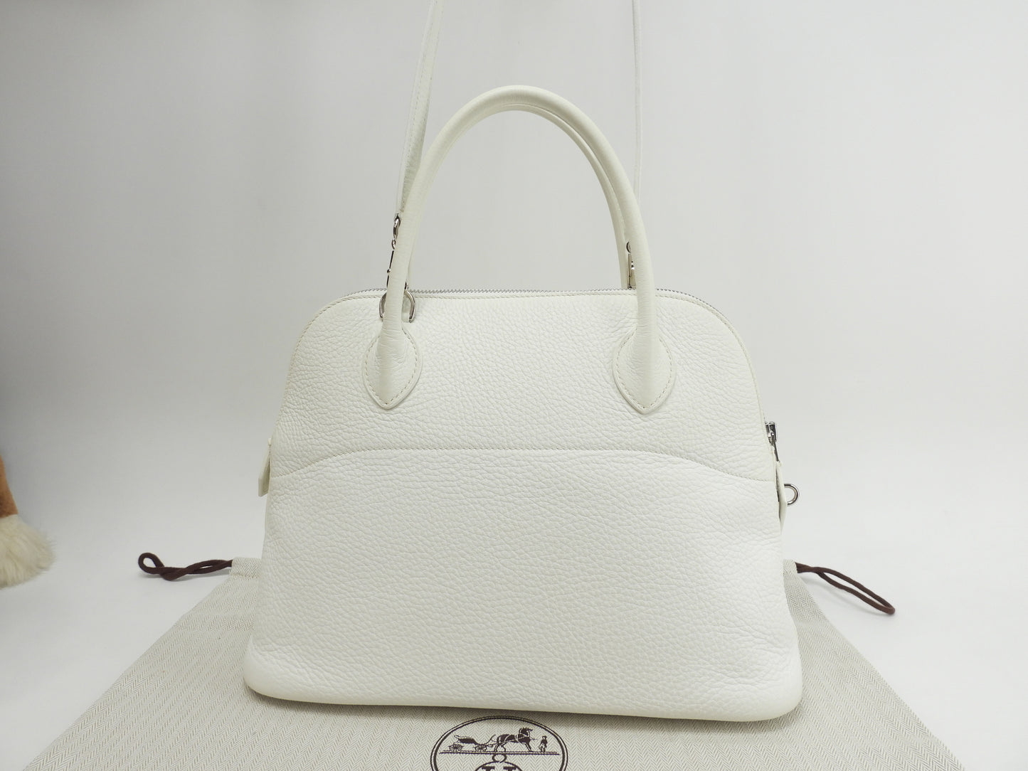 エルメス ボリード31 トリヨンクレマンス白 ショルダーストラップ付ハンドバッグ 美品@□I 2