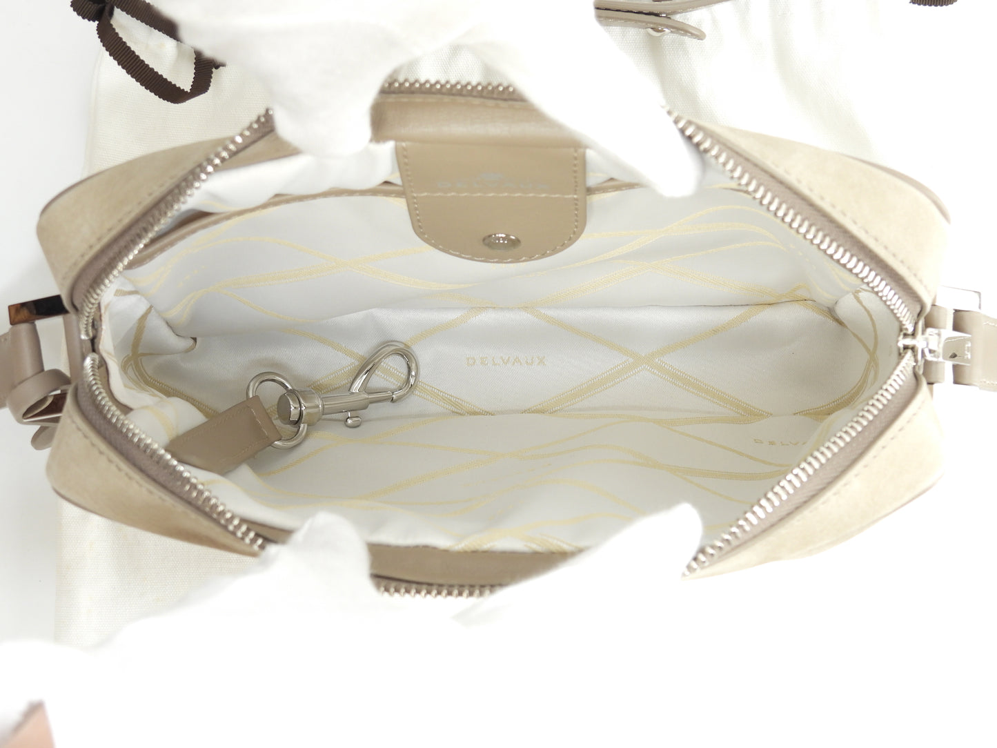 デルヴォー ポシェット スウェード 灰 クロスボディバッグ 美品@ 37