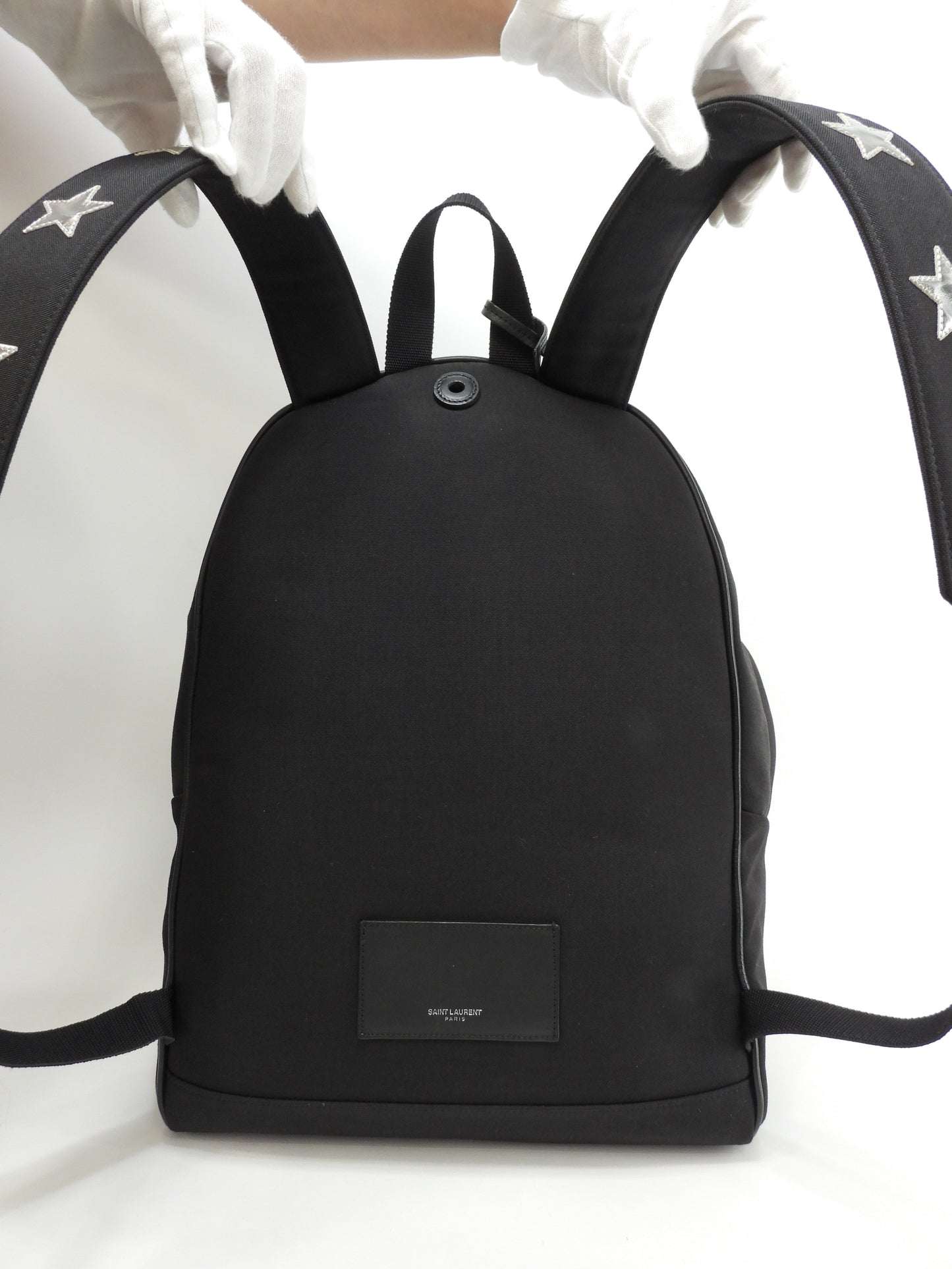 サンローラン バックパック シティ銀星 ナイロン革黒 リュックサックバッグ 美品@FLY467985-0118