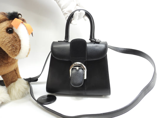 デルヴォー ブリヨンミニ s付 レザー黒 ハンドバッグ ポシェット クロスボディバッグ@ 1