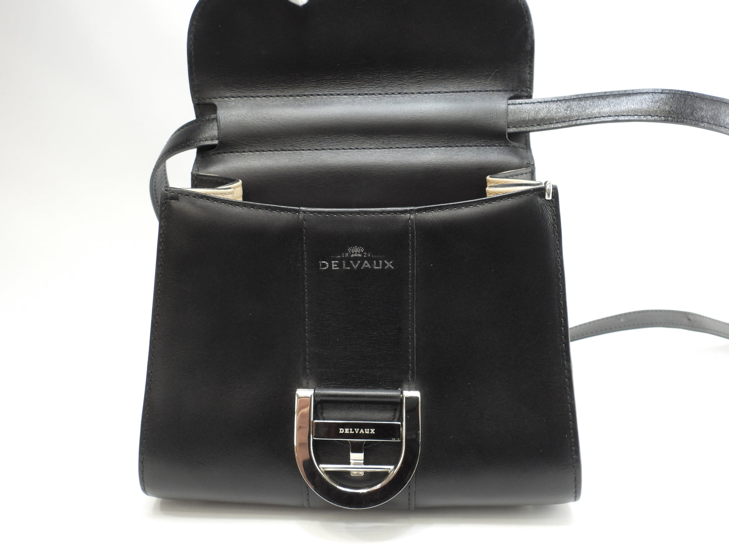 デルヴォー ブリヨンミニ s付 レザー黒 ハンドバッグ ポシェット クロスボディバッグ@ 1