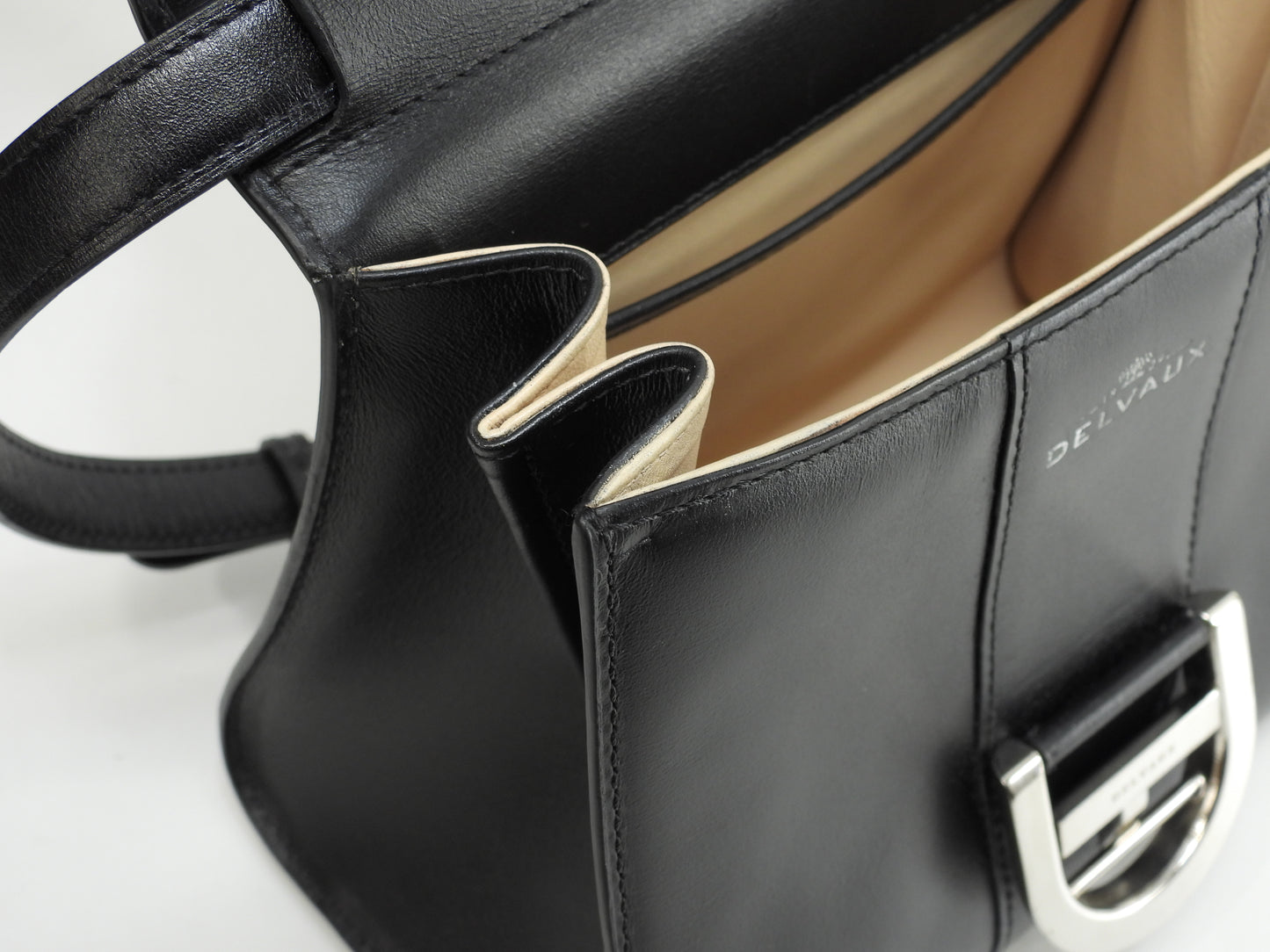 デルヴォー ブリヨンミニ s付 レザー黒 ハンドバッグ ポシェット クロスボディバッグ@ 1