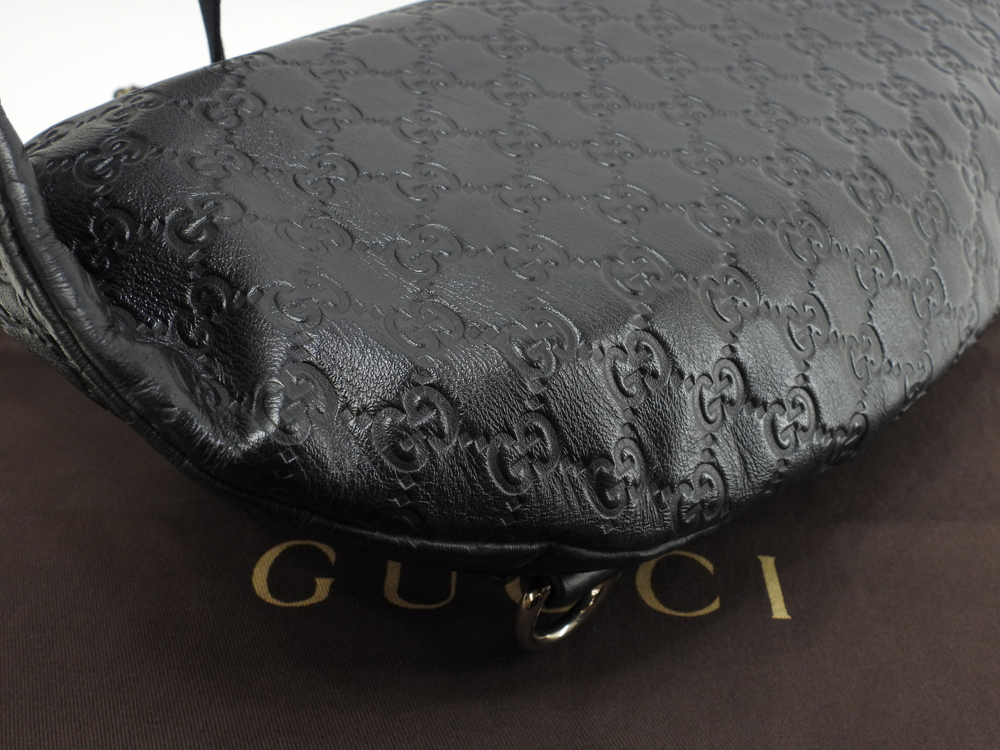 グッチ ボディバッグ大 GG シマレザー黒 斜掛ショルダーバッグ ウエストバッグ 美品@ 31