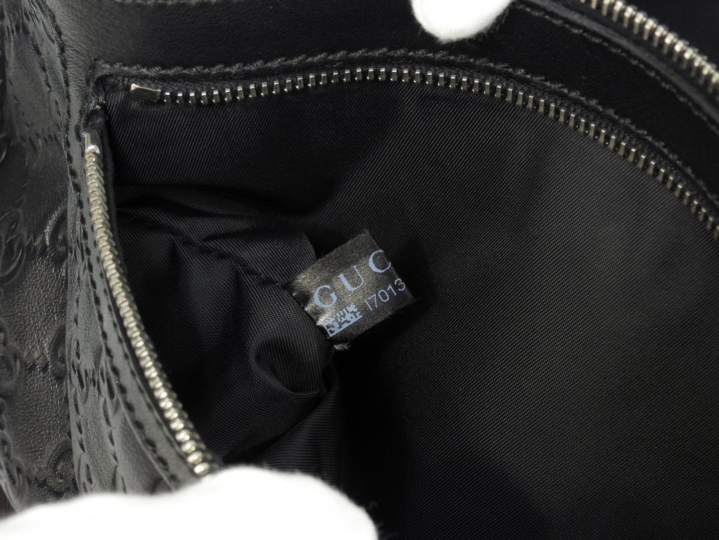 グッチ ボディバッグ大 GG シマレザー黒 斜掛ショルダーバッグ ウエストバッグ 美品@ 31