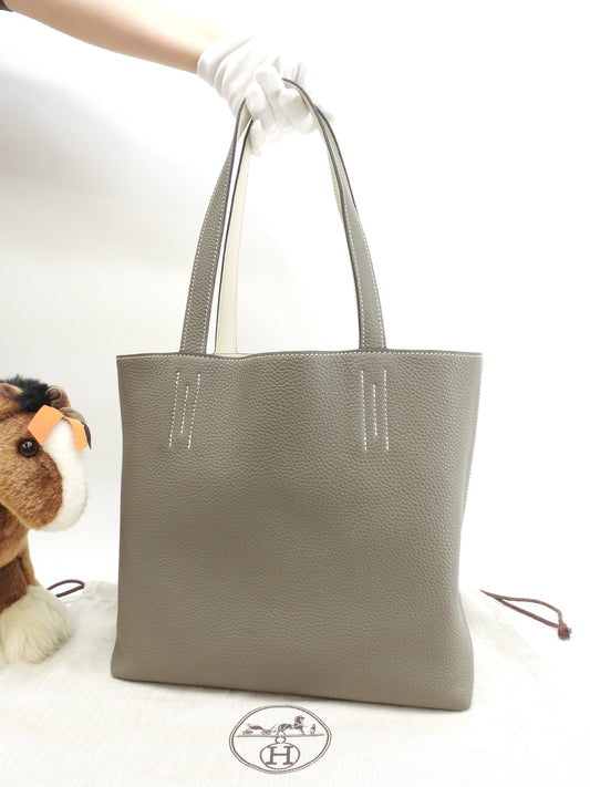 エルメス ドゥブルサンス36 トリヨンクレマンス エタン/クレ トートバッグ ショルダー 美品@C 6