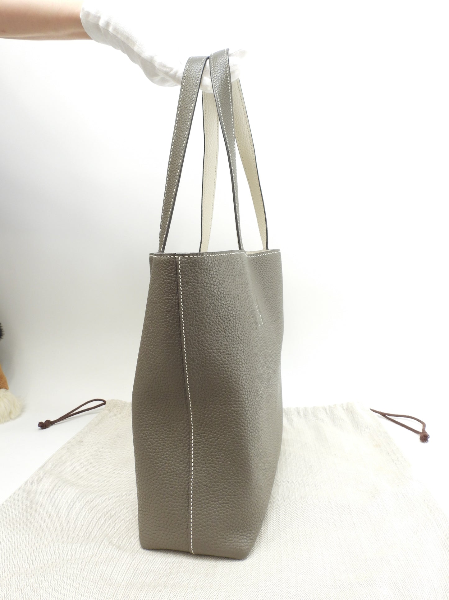 エルメス ドゥブルサンス36 トリヨンクレマンス エタン/クレ トートバッグ ショルダー 美品@C 6