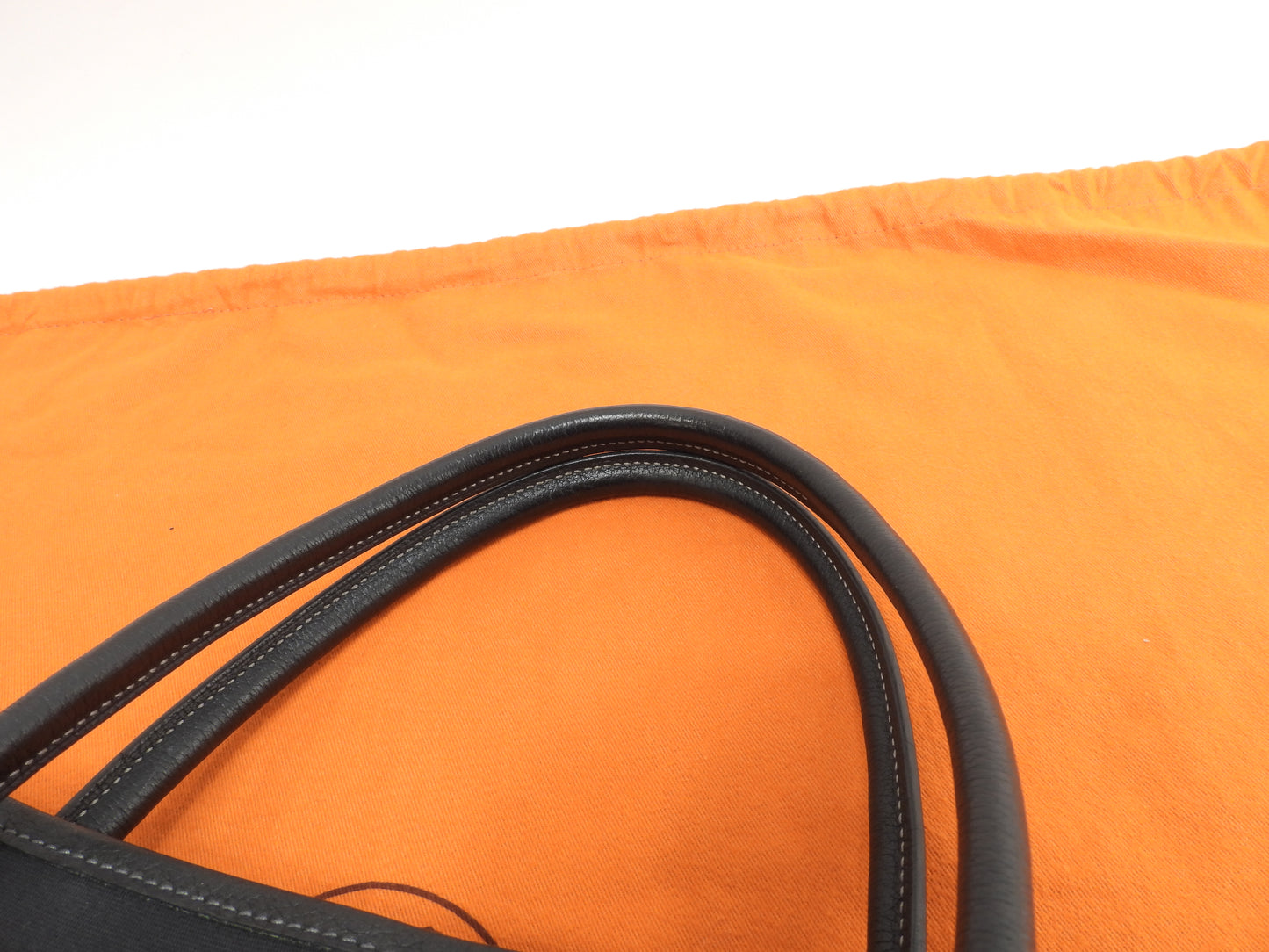 エルメス ガーデンパーティMM コットン/レザー 黒 トートバッグ大 ハンドバッグ大 美品@□H 3