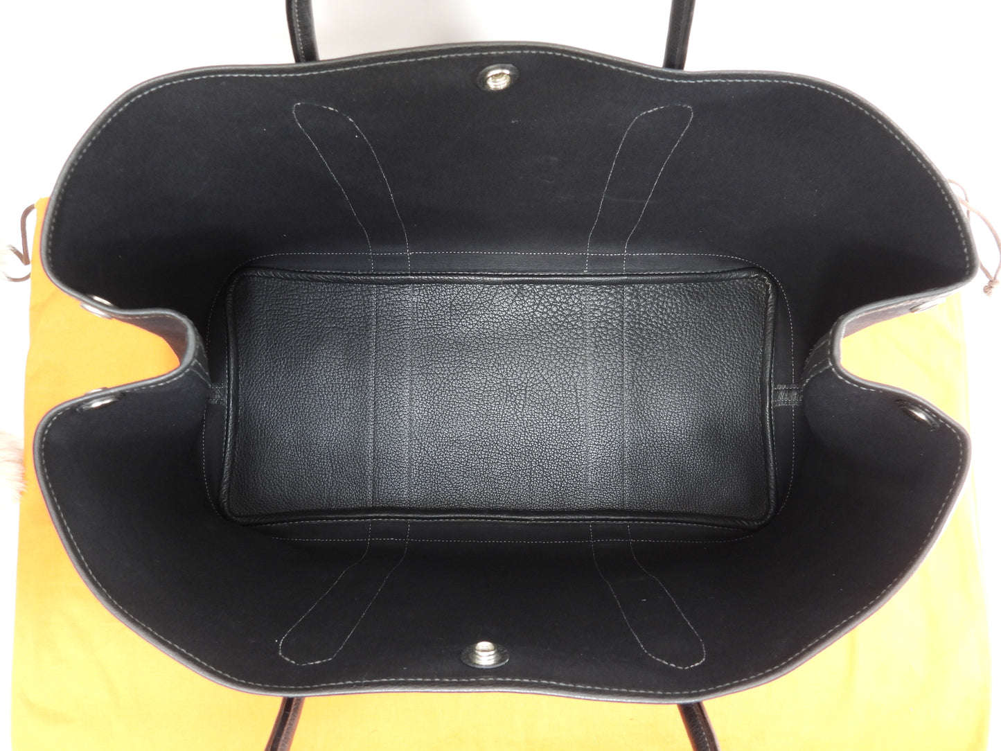 エルメス ガーデンパーティMM コットン/レザー 黒 トートバッグ大 ハンドバッグ大 美品@□H 3