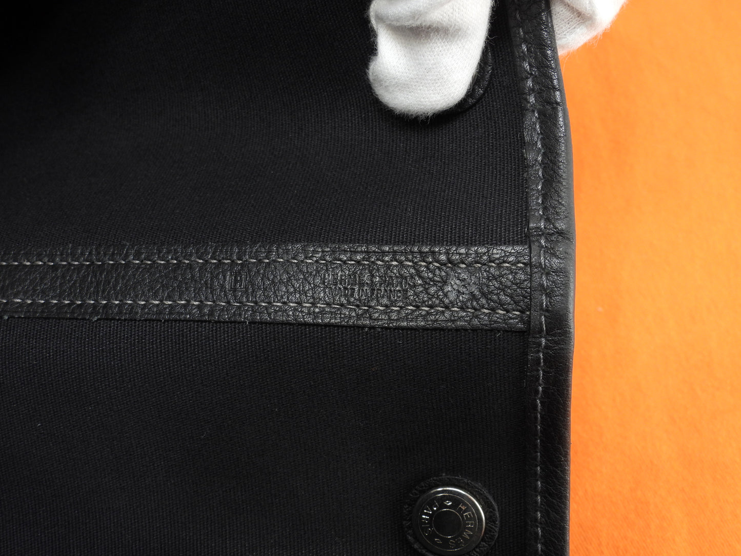 エルメス ガーデンパーティMM コットン/レザー 黒 トートバッグ大 ハンドバッグ大 美品@□H 3