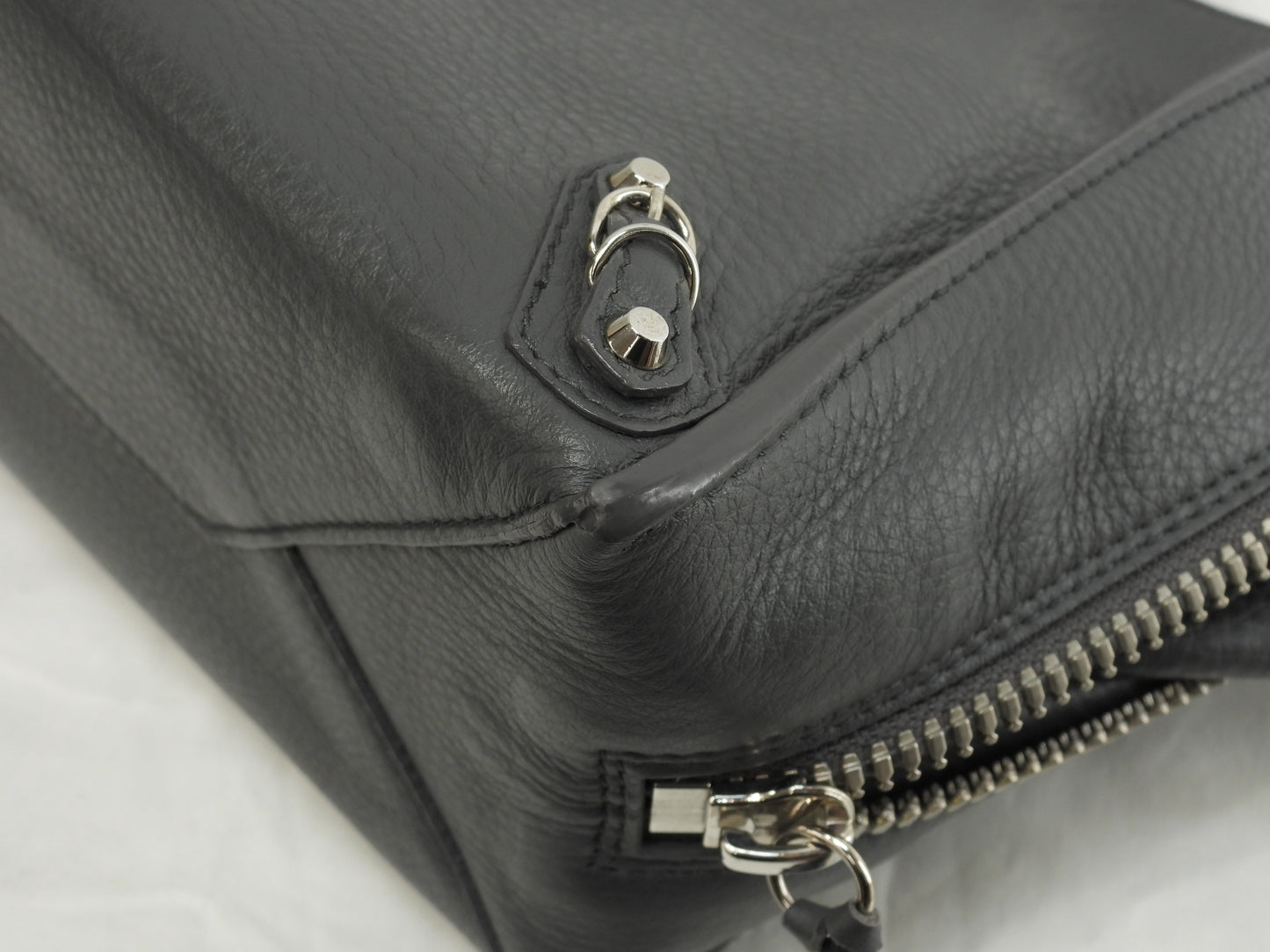 Balenciaga Paper Mini A6 Zip Leather Gray Pochette Handbag Mini Tote @ 10