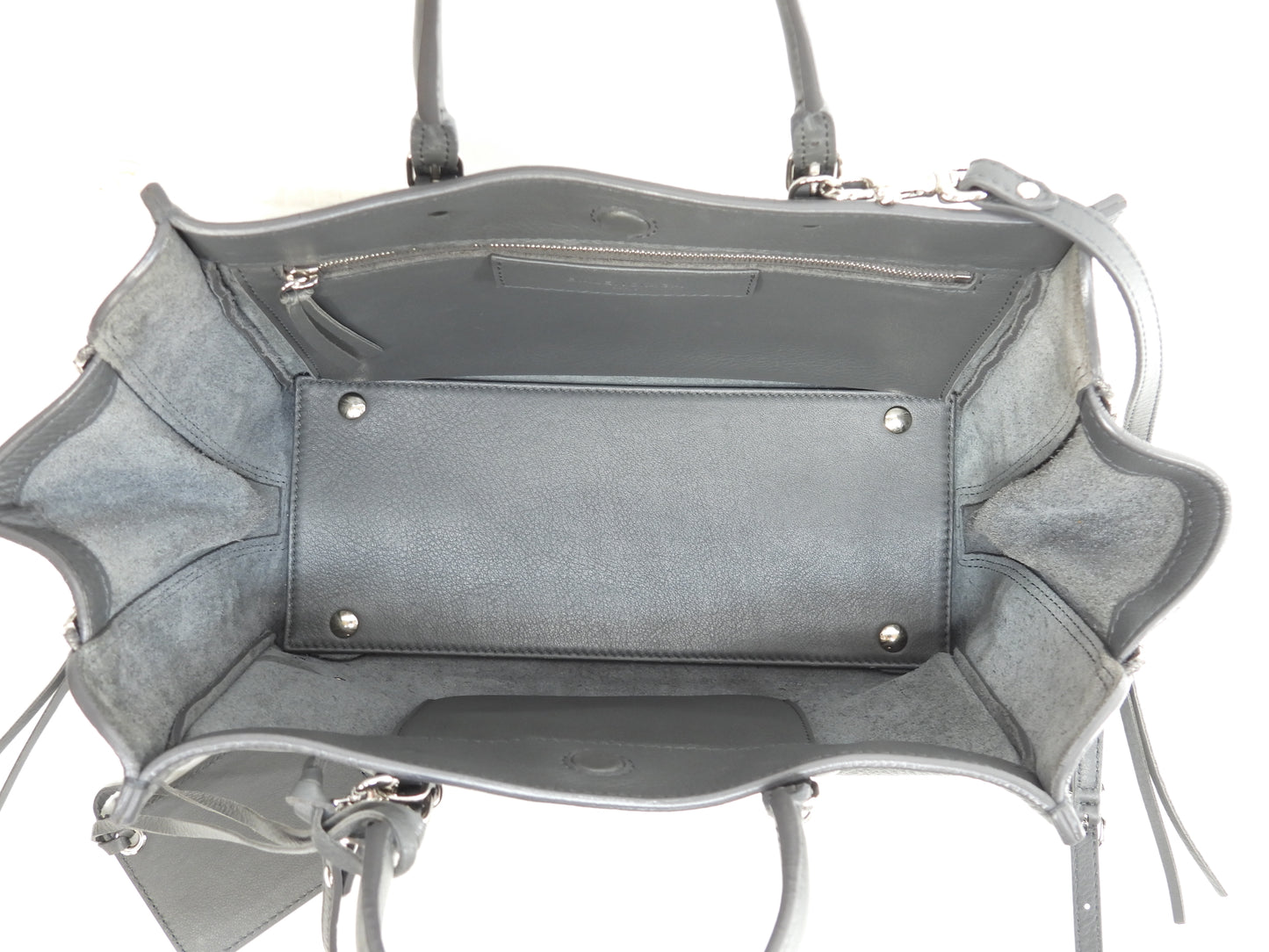 Balenciaga Paper Mini A6 Zip Leather Gray Pochette Handbag Mini Tote @ 10
