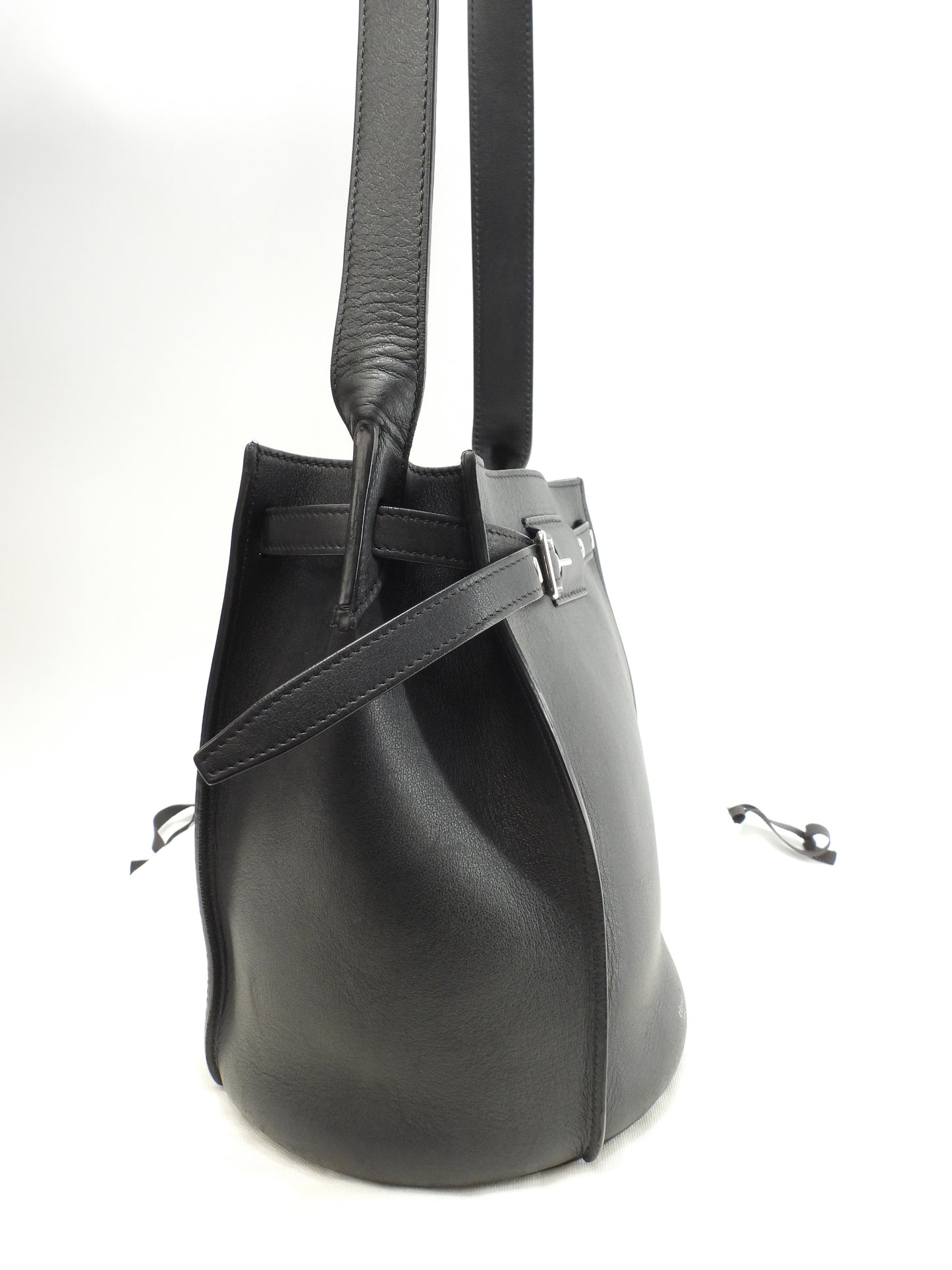 セリーヌ ビッグバッグ バケット レザー黒 ポシェット クロスボディバッグ 美品@S-CU-1128