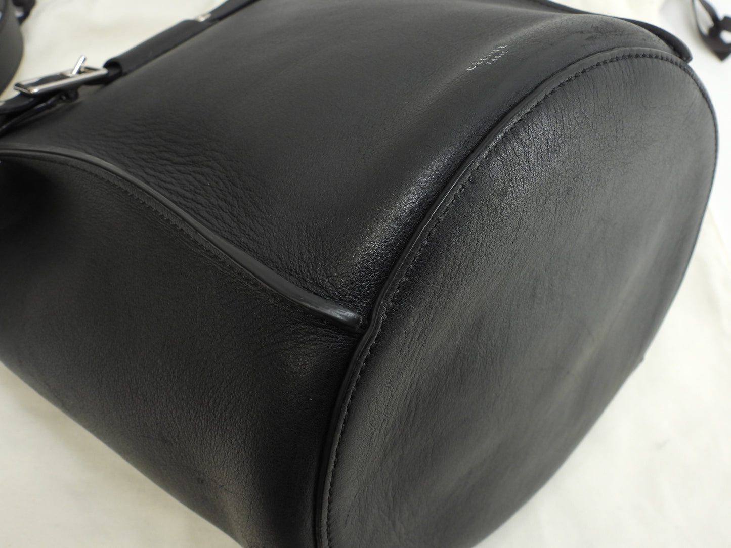 セリーヌ ビッグバッグ バケット レザー黒 ポシェット クロスボディバッグ 美品@S-CU-1128