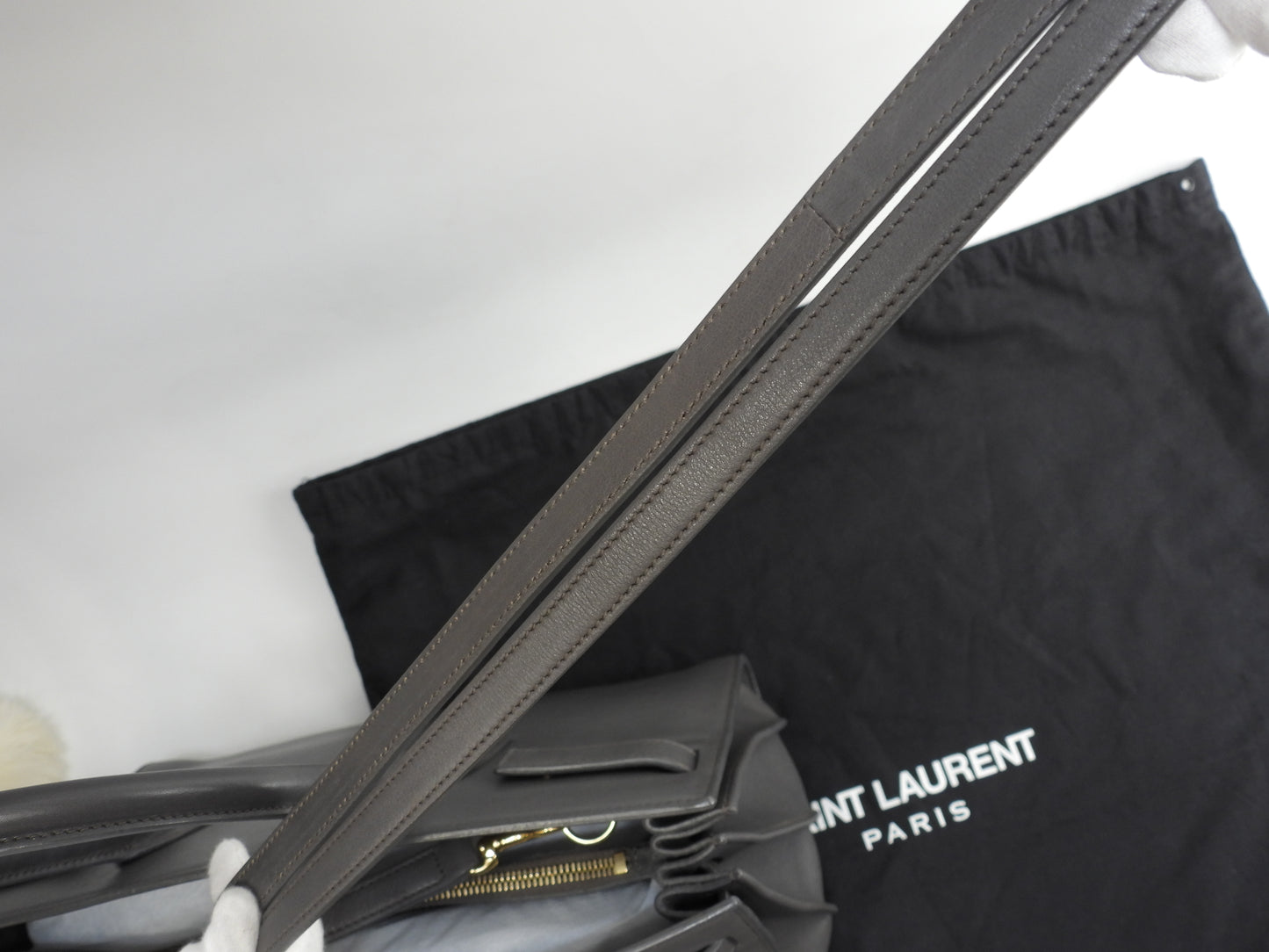 サンローラン サックドジュールスモール YSL レザー灰 トート ハンドバッグ@ 81