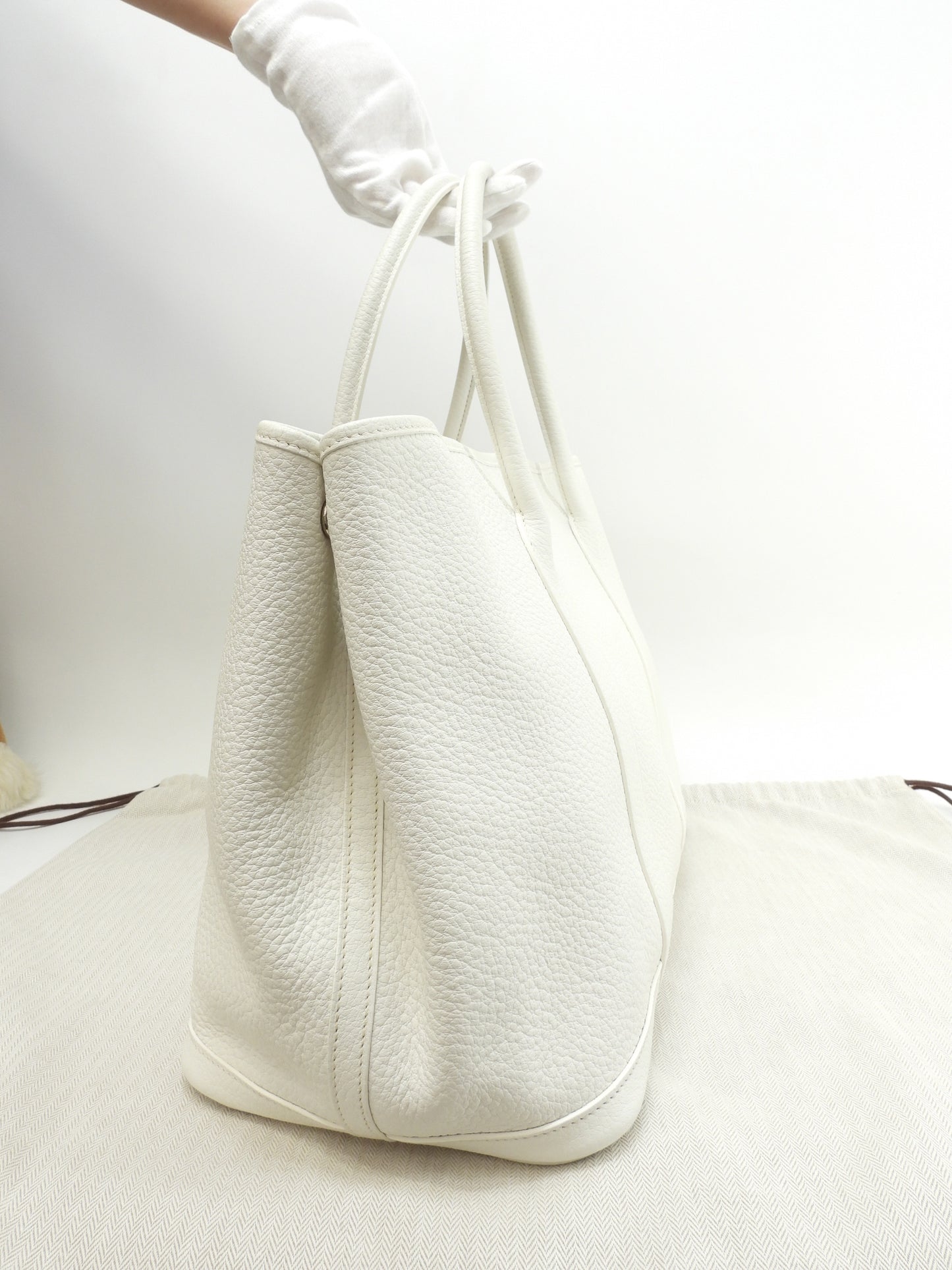 エルメス ガーデンパーティーPM ネゴンダレザー白 トートバッグ ショルダーバッグ 極美品@T