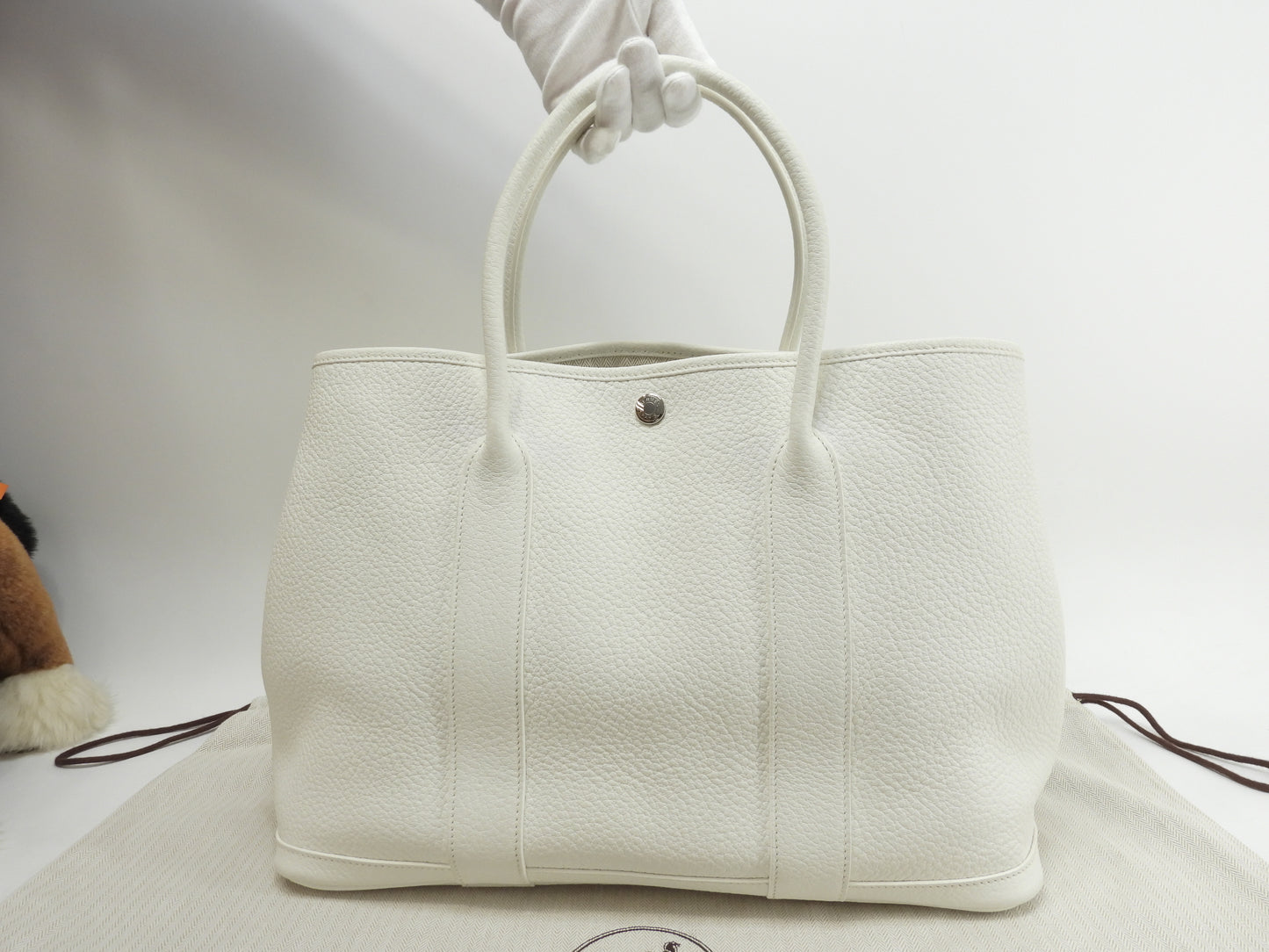 エルメス ガーデンパーティーPM ネゴンダレザー白 トートバッグ ショルダーバッグ 極美品@T