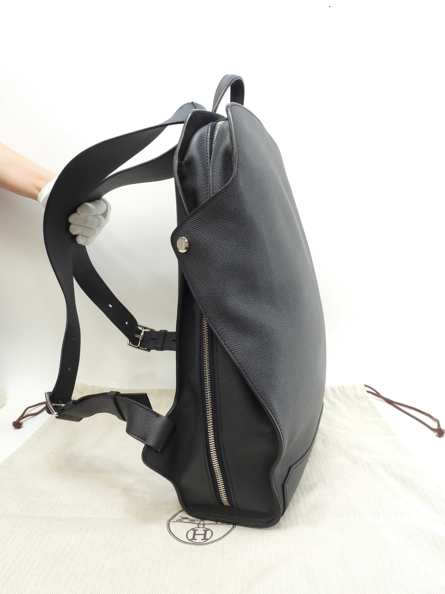 エルメス バックパック シティ エプソン紺 シルバ―金具 リュックサック 美品@C 2