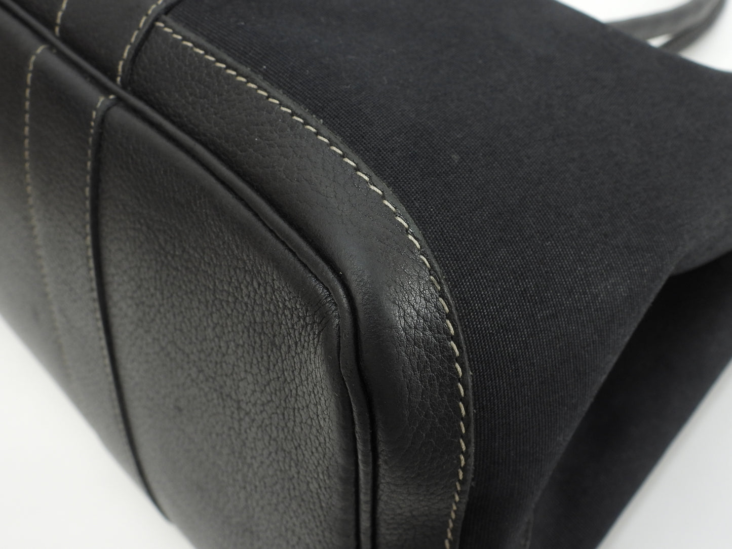 エルメス ガーデンパーティPM コットン/レザー 黒 トートバッグ ハンドバッグ@□G 8