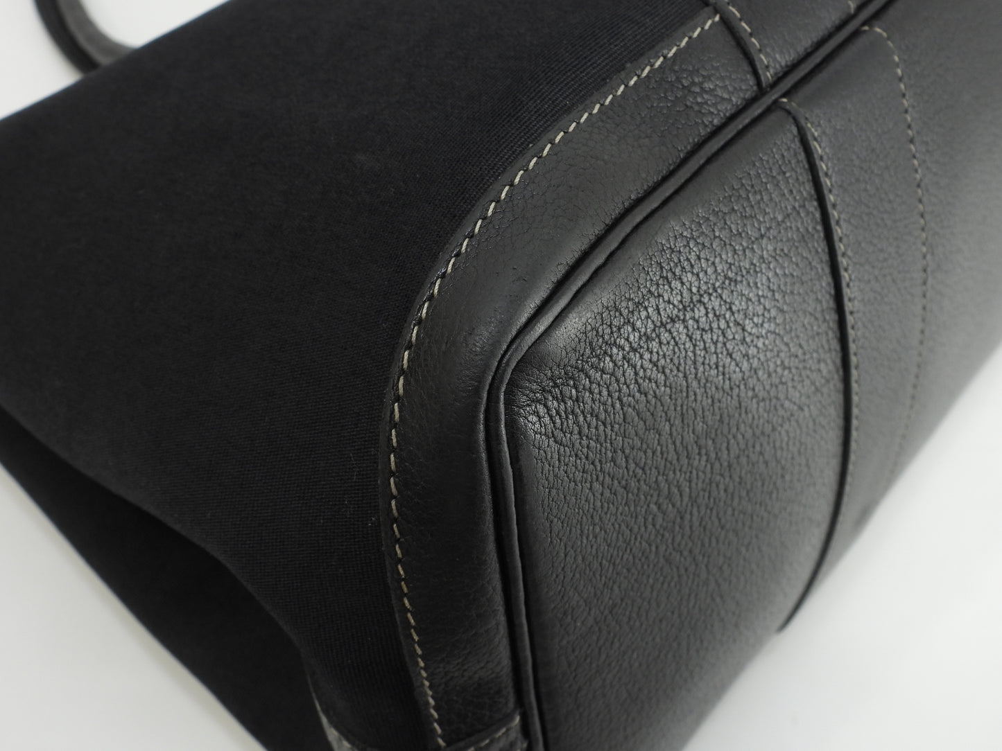 エルメス ガーデンパーティPM コットン/レザー 黒 トートバッグ ハンドバッグ@□G 8