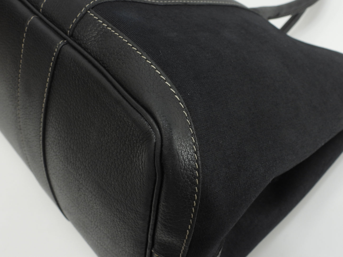 エルメス ガーデンパーティPM コットン/レザー 黒 トートバッグ ハンドバッグ@□G 8