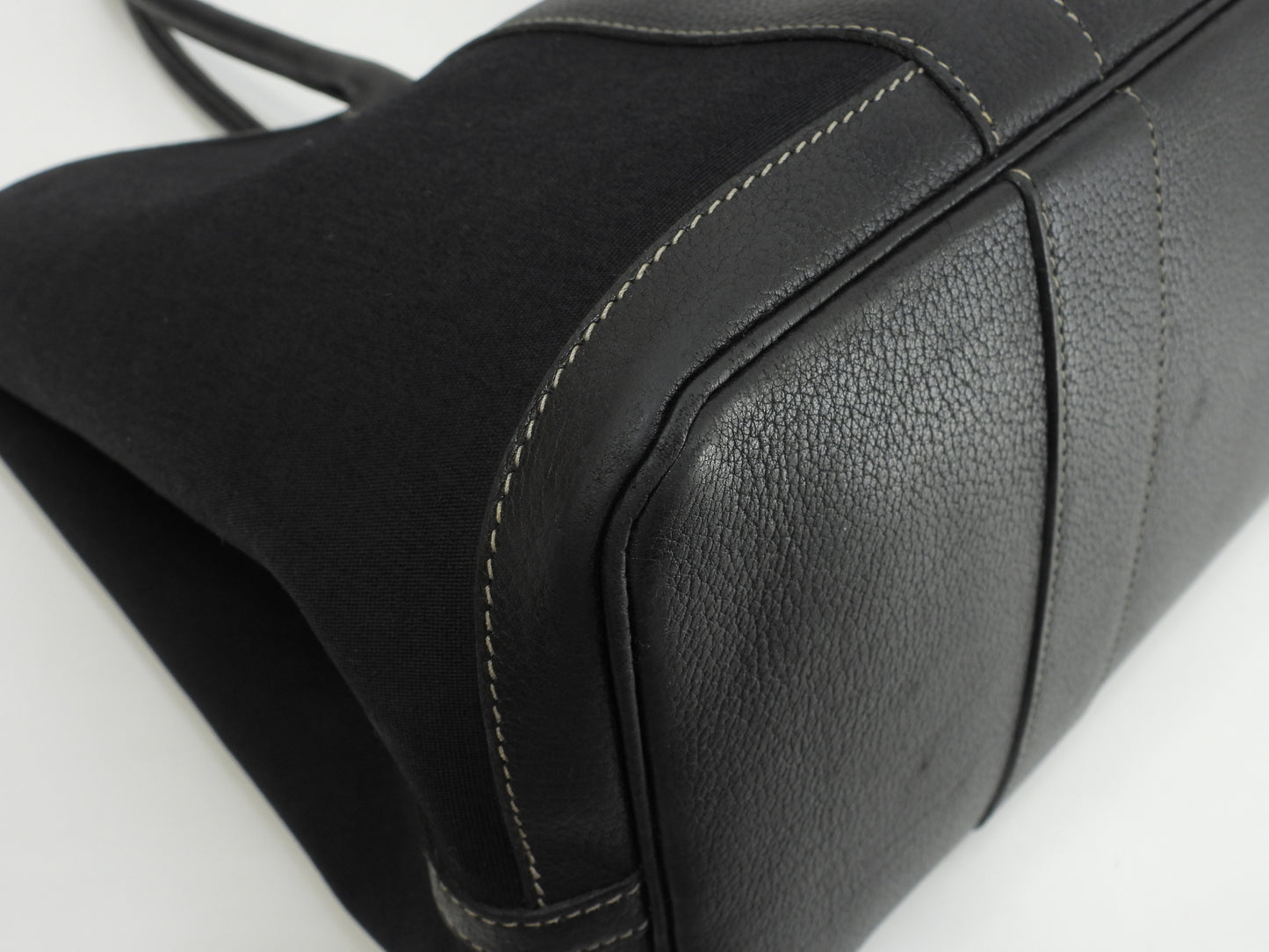 エルメス ガーデンパーティPM コットン/レザー 黒 トートバッグ ハンドバッグ@□G 8