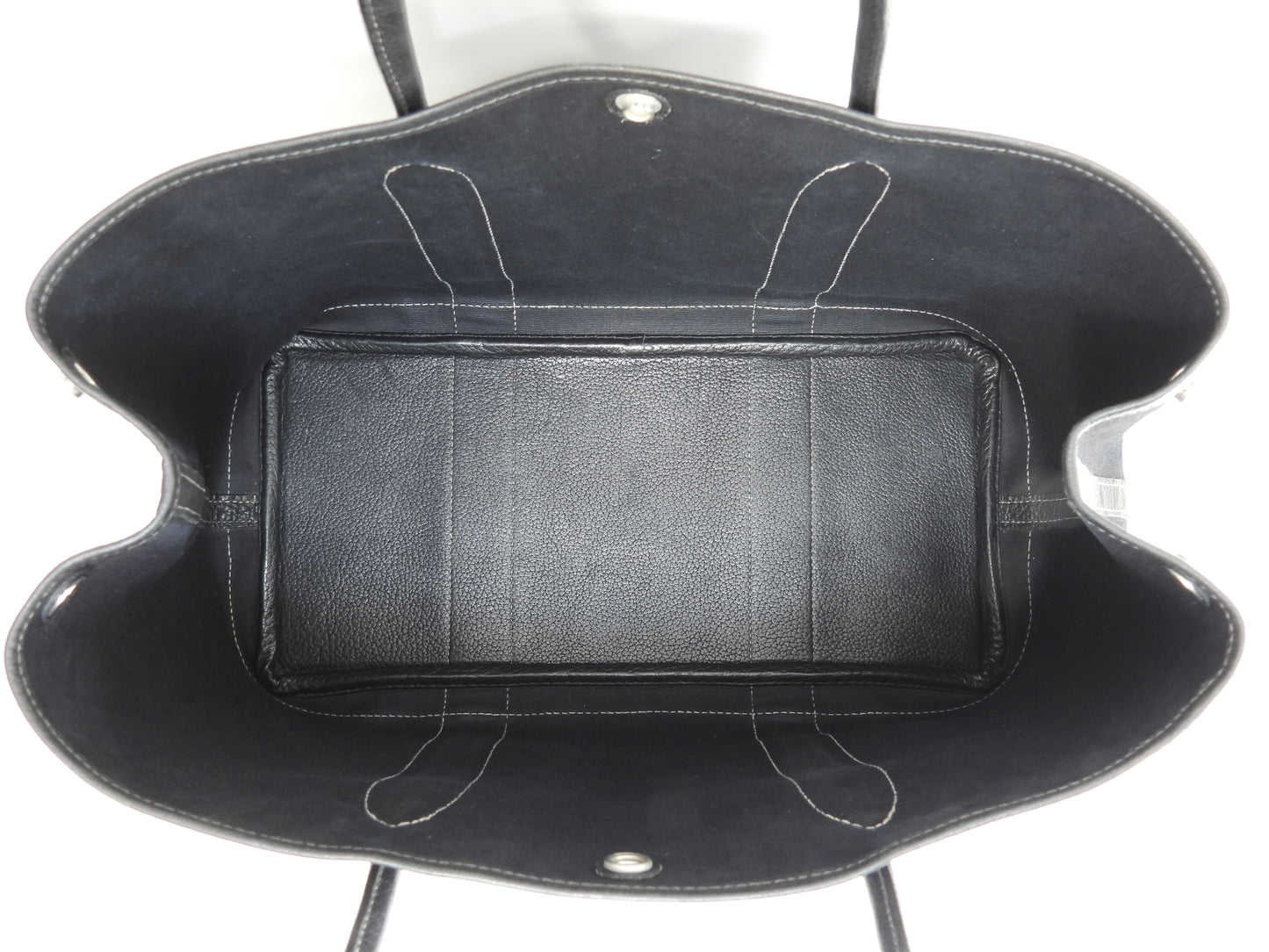 エルメス ガーデンパーティPM コットン/レザー 黒 トートバッグ ハンドバッグ@□G 8