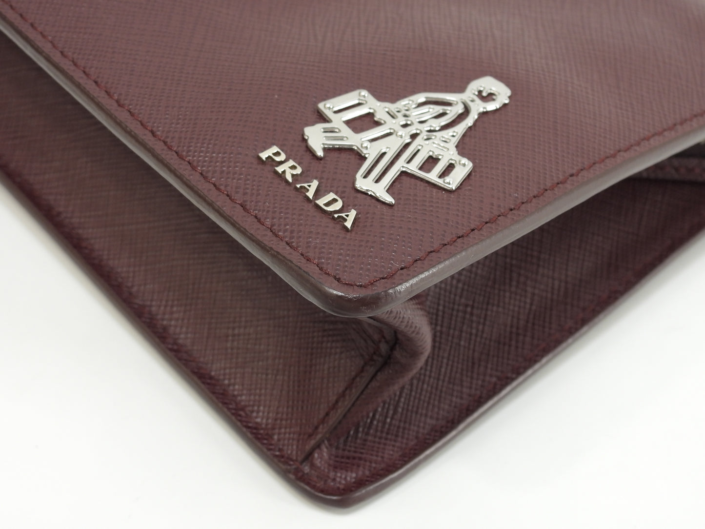 プラダ クラッチウォレットバッグ ポーター サフィアーノレザー/エンジ メンズ セカンドバッグ@7/R164