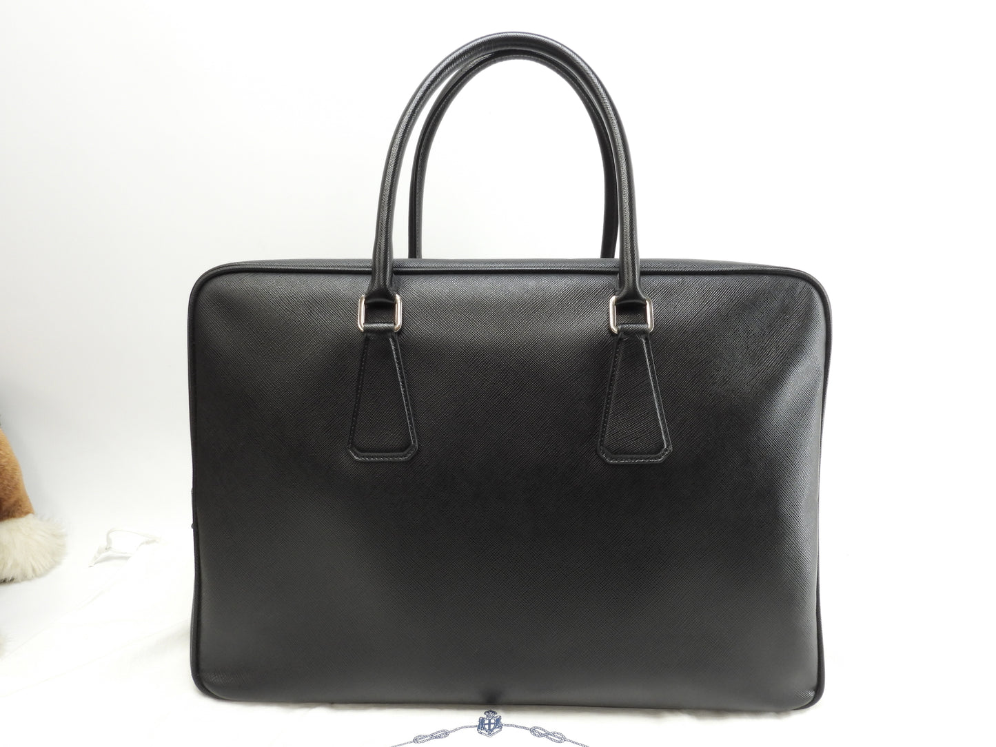 プラダ ブリーフケース サフィアーノ 黒 まち広書類カバン ドキュメントケース VS0088 美品@27113