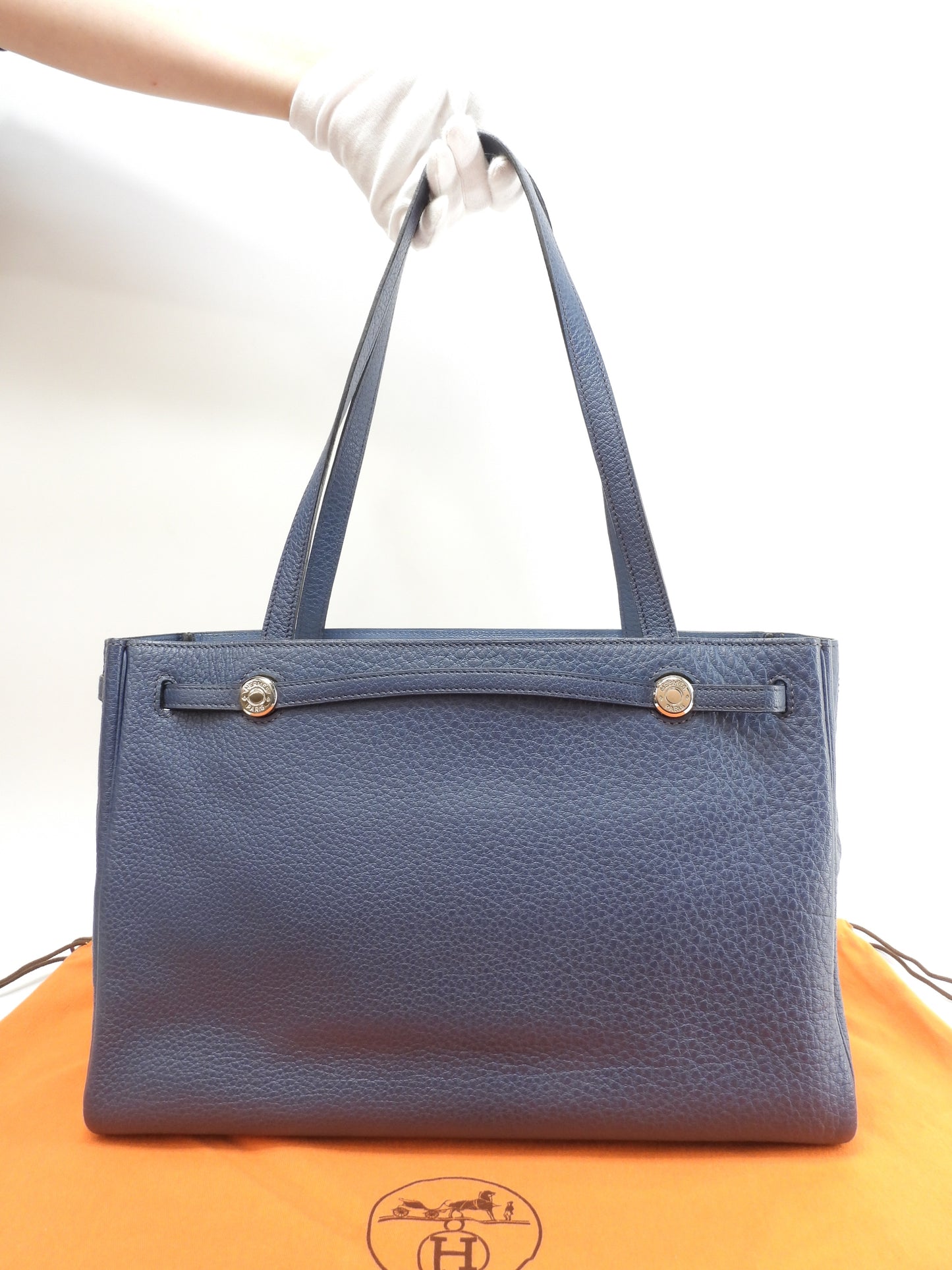 エルメス カバナ ブッフルスキッパー青 シルバー金具 ショルダーバッグ 美品@□E