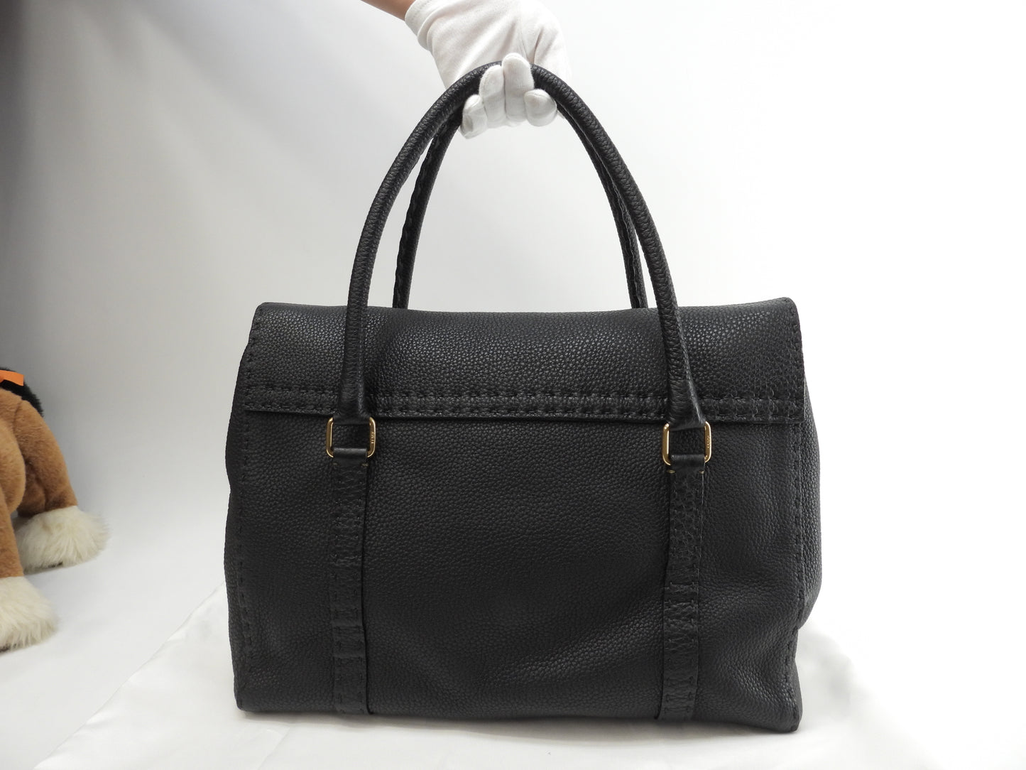 フェンディ ハンドバッグ リンダ セレリアレザー黒 トートバッグ レア 極美品@ 2