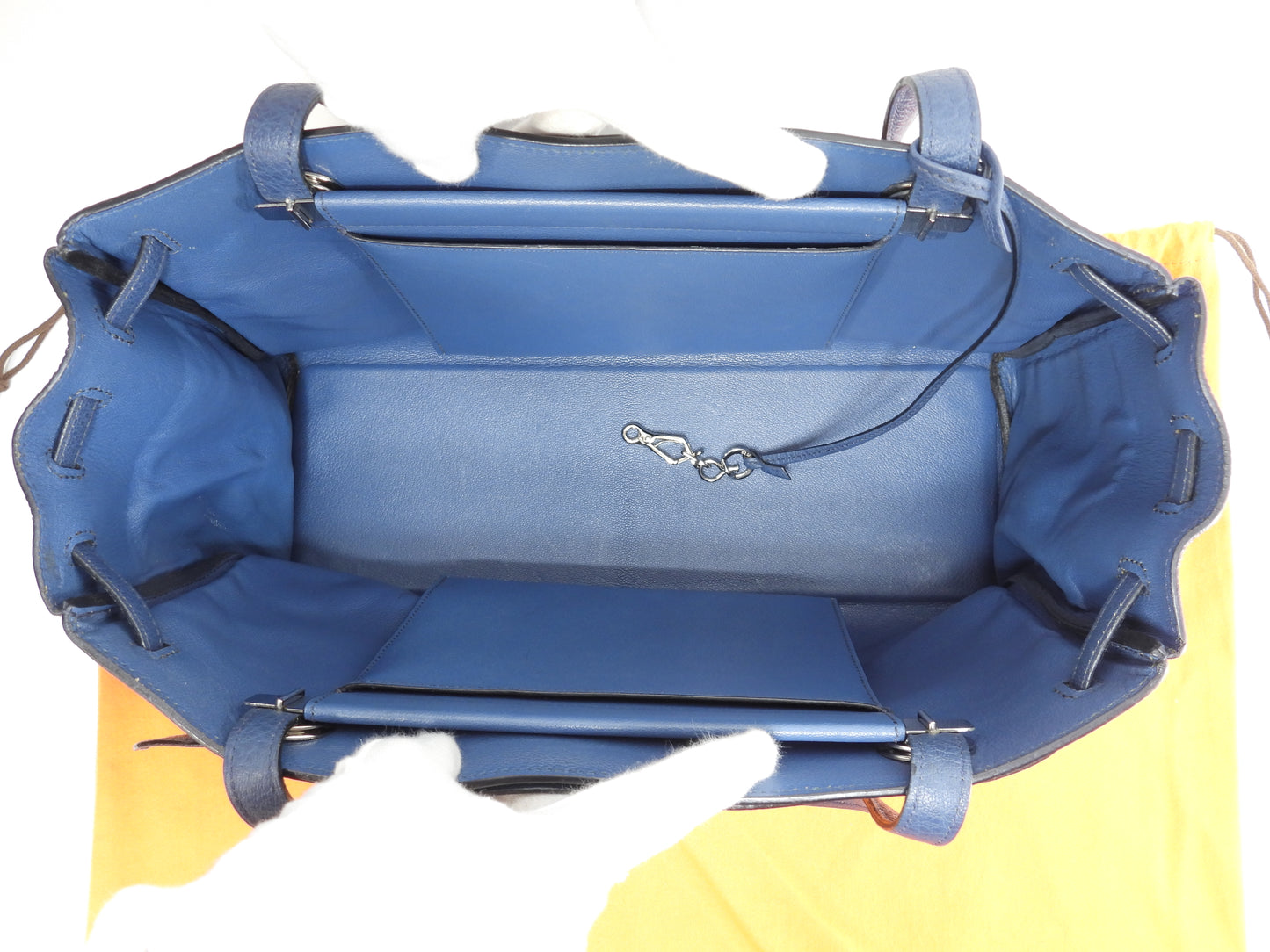 エルメス カバナ ブッフルスキッパー青 シルバー金具 ショルダーバッグ 美品@□E