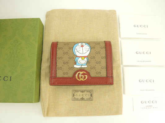 グッチ 2折財布 ドラえもん マイクロGG茶赤 コンパクトウォレット 新品@ 15