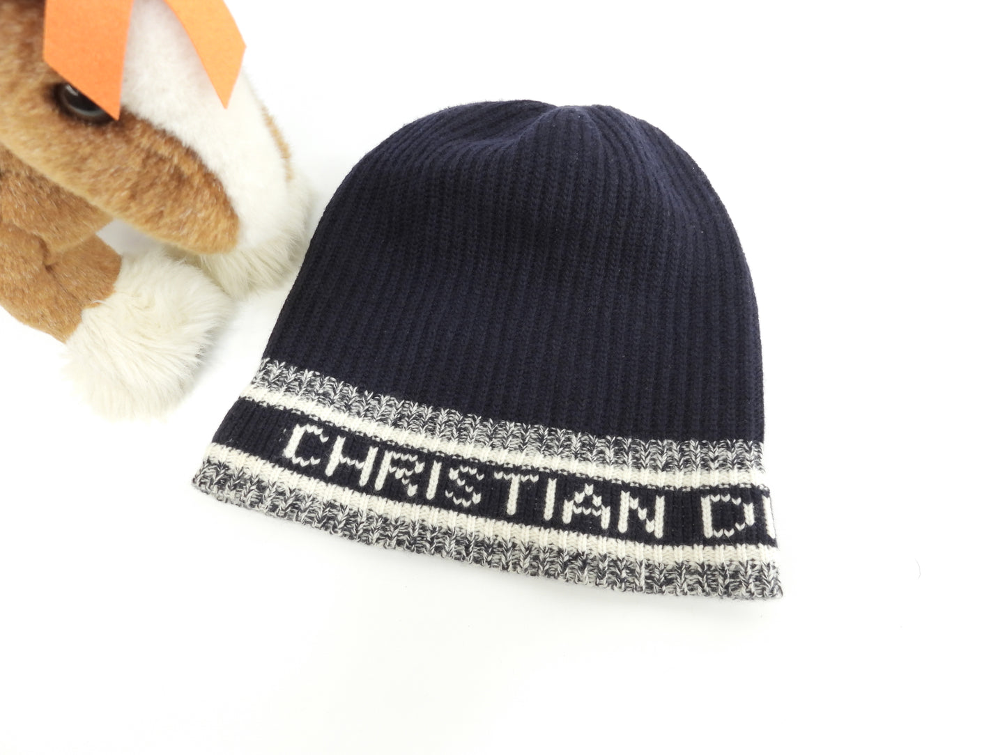 ディオール ニット帽 ロゴ ウール70%カシミア30% ヘッドウォーマー 帽子 極美品@ 5