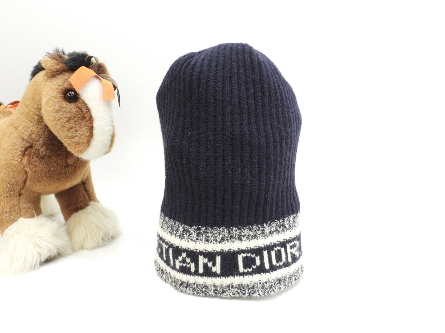 ディオール ニット帽 ロゴ ウール70%カシミア30% ヘッドウォーマー 帽子 極美品@ 5