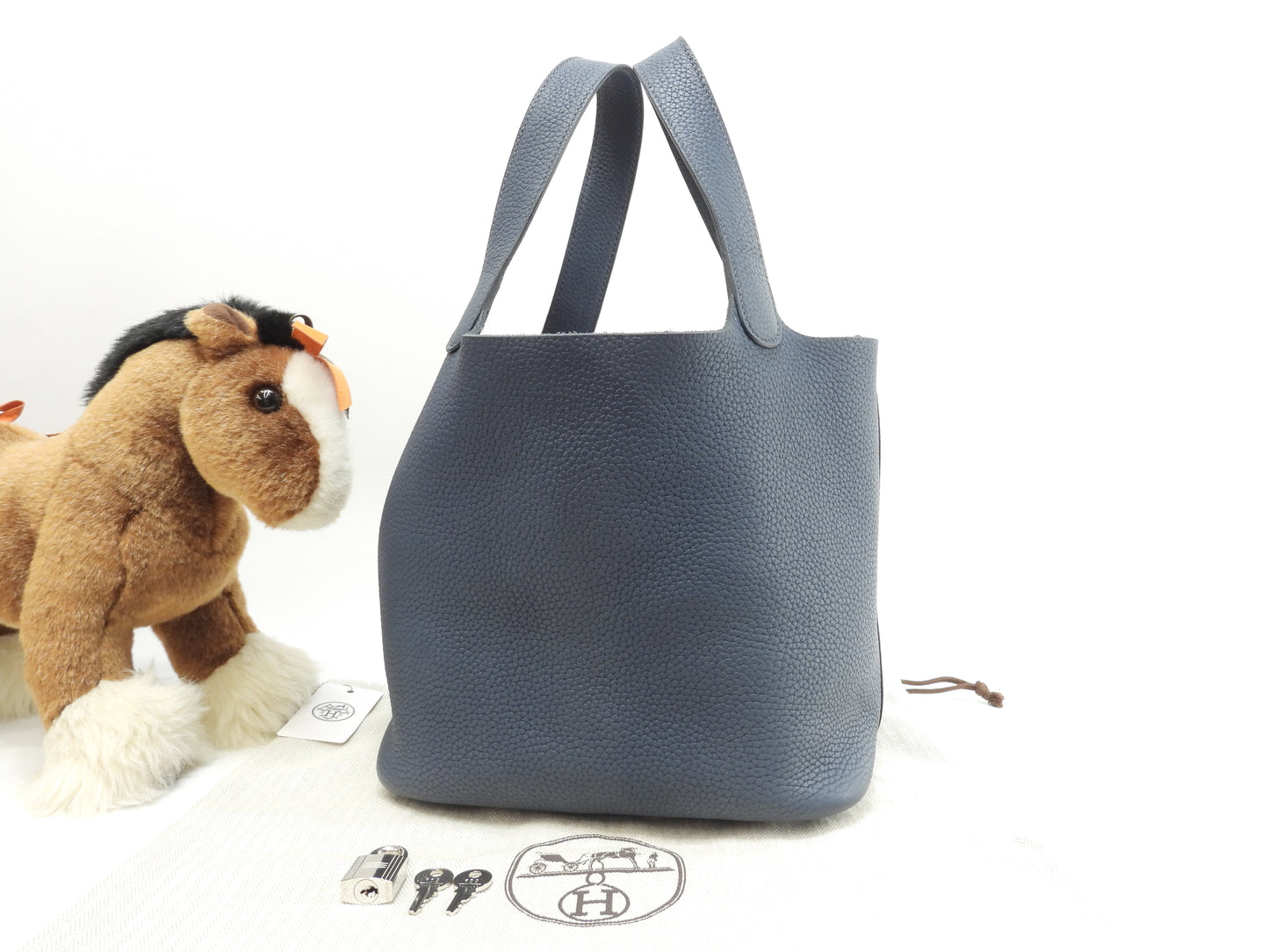 エルメス ピコタンロックMM トリヨンクレマンス 青 ハンドバッグ トートバッグ 極美品@B 2