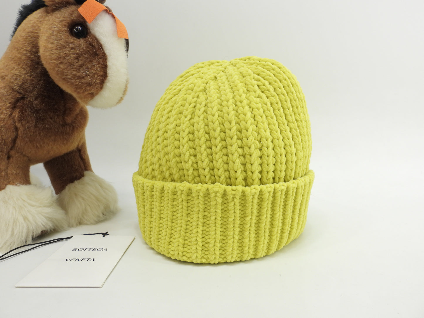 ボッテガヴェネタ 厚手ニット帽 ナイロン100% 黄 ヘッドウォーマー 帽子 未使用@ 1