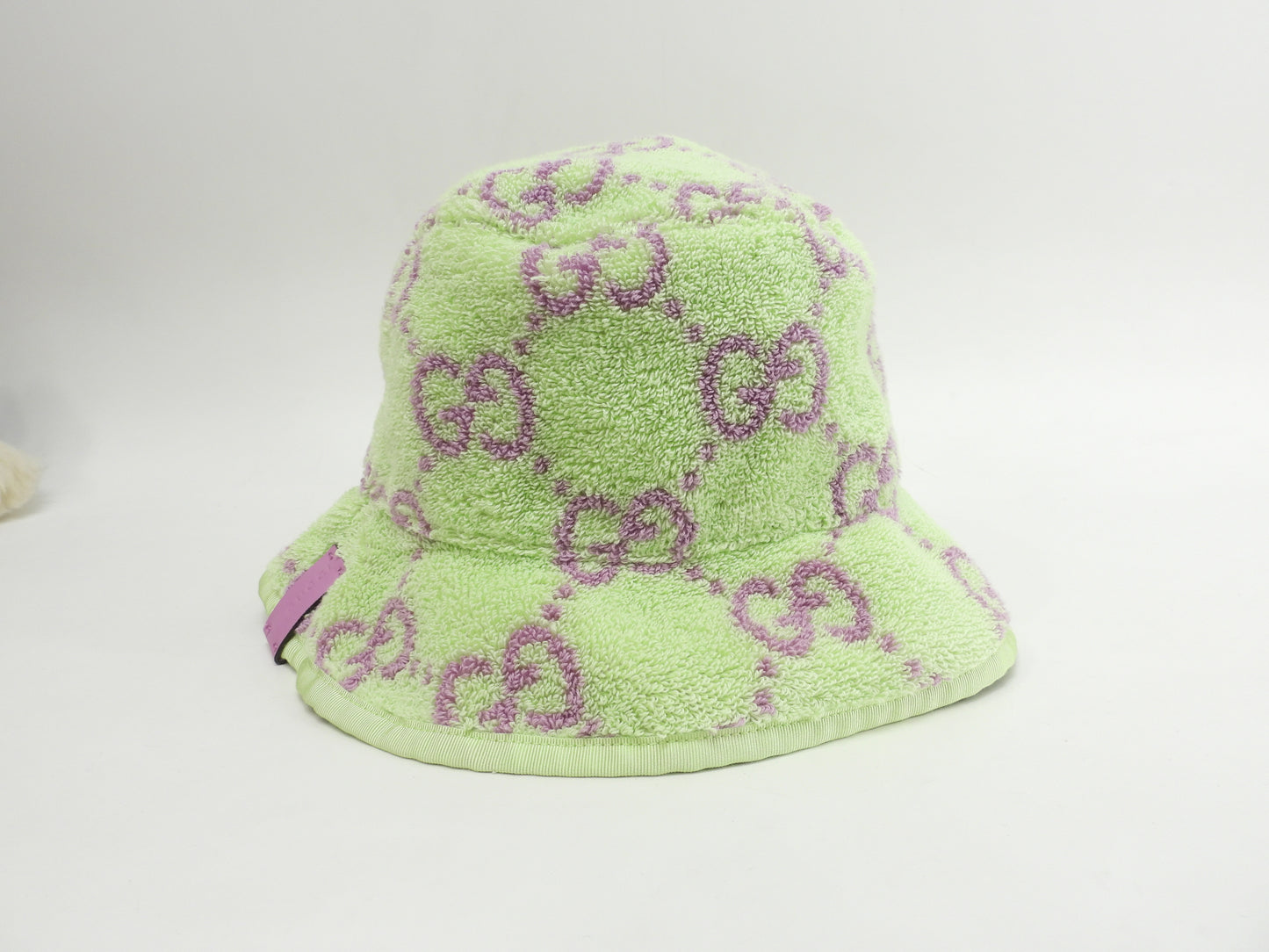 グッチ バゲットハット ピンクGG コットンパイル地緑 ヘッドウォーマー 美品@ 1