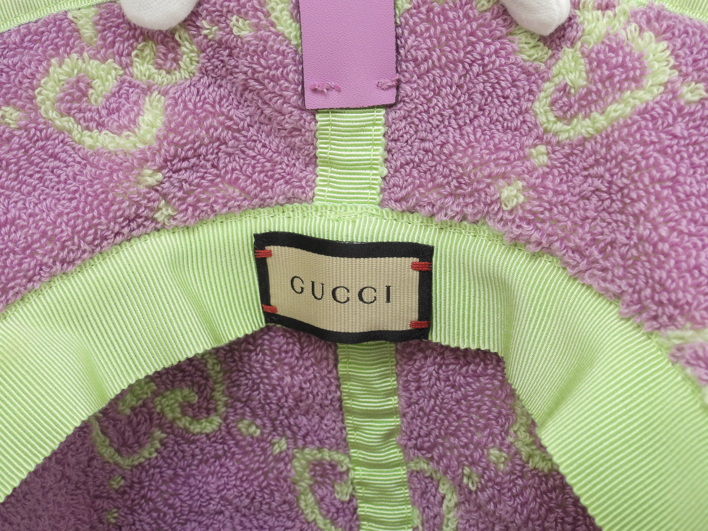 グッチ バゲットハット ピンクGG コットンパイル地緑 ヘッドウォーマー 美品@ 1