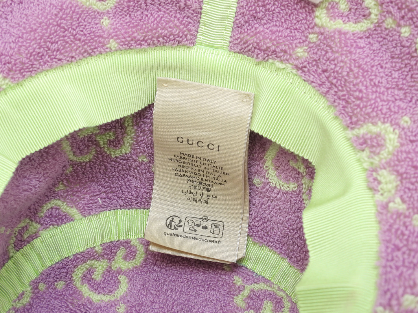 グッチ バゲットハット ピンクGG コットンパイル地緑 ヘッドウォーマー 美品@ 1