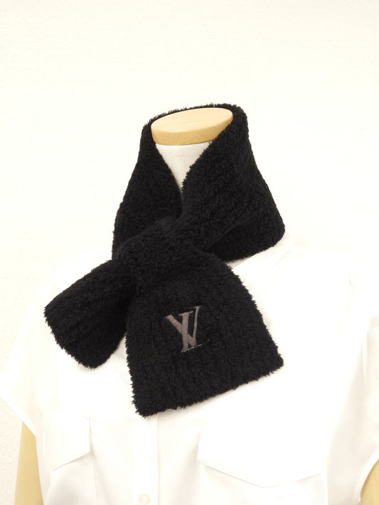 ルイヴィトン マフラー オンリ LVミニコンフィ ウール黒 ネックウォーマー 美品@MY4264