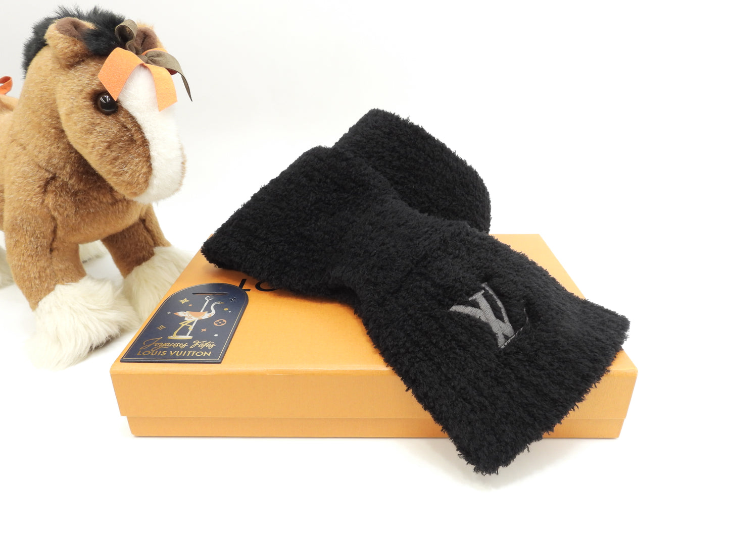 ルイヴィトン マフラー オンリ LVミニコンフィ ウール黒 ネックウォーマー 美品@MY4264