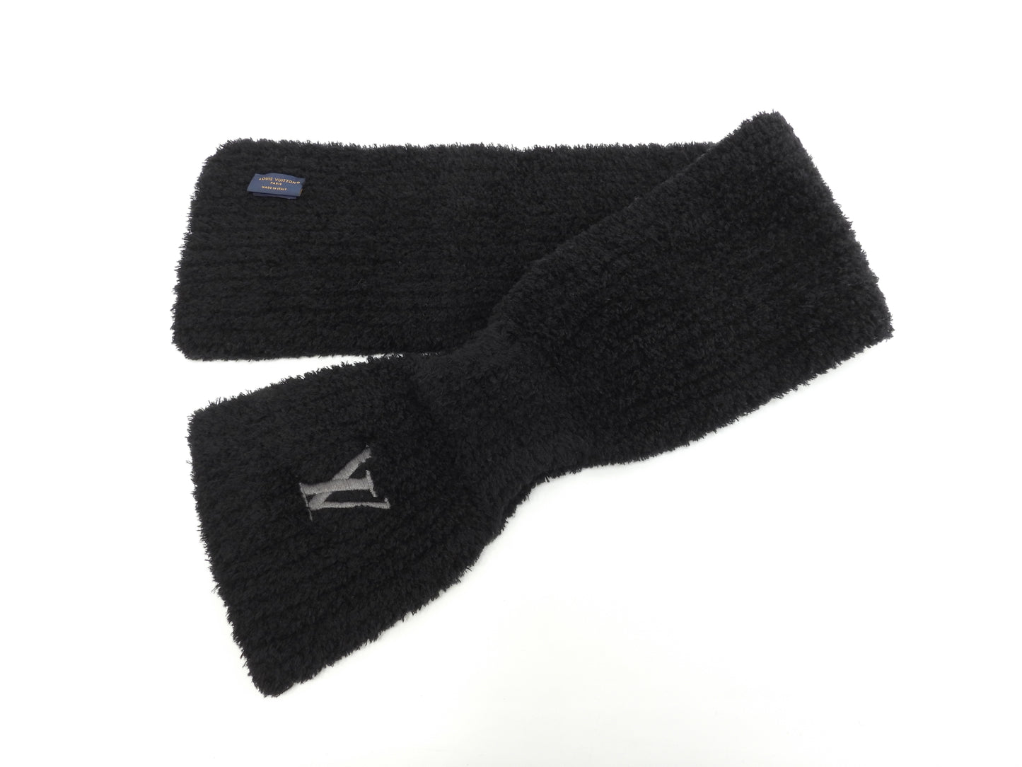 ルイヴィトン マフラー オンリ LVミニコンフィ ウール黒 ネックウォーマー 美品@MY4264