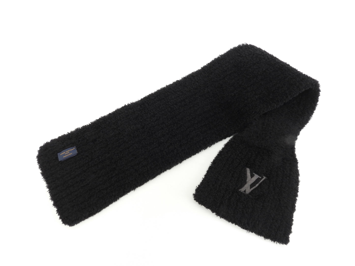 ルイヴィトン マフラー オンリ LVミニコンフィ ウール黒 ネックウォーマー 美品@MY4264