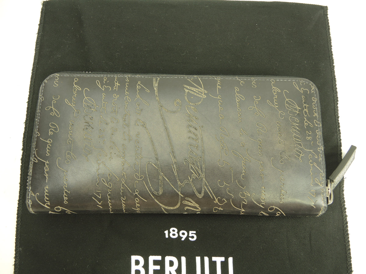 ベルルッティ イタウバ旧 カリグラフィ レザー黒 ジップ長財布 ロングウォレット 美品@ 17