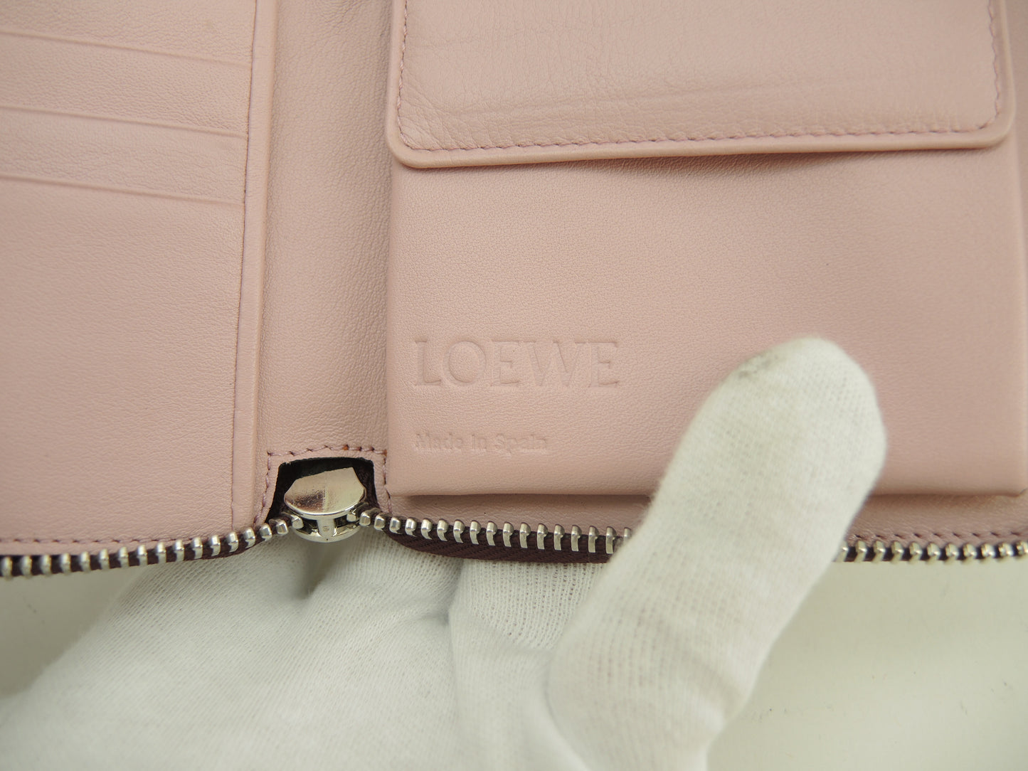 Loewe Square Zip Wallet Puzzle Leather/Pink/Bordeaux 2-fold zip wallet @061917