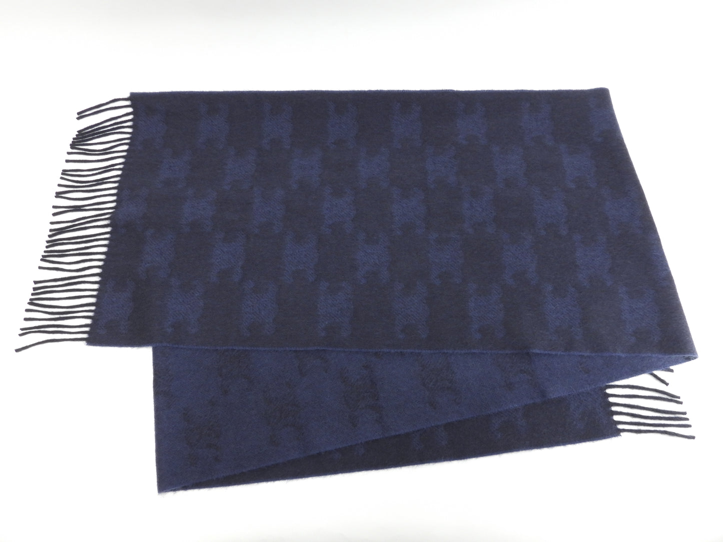 セリーヌ マフラー トリオンフ黒 カシミア100%紺 ネックウォーマー 極美品@ 1