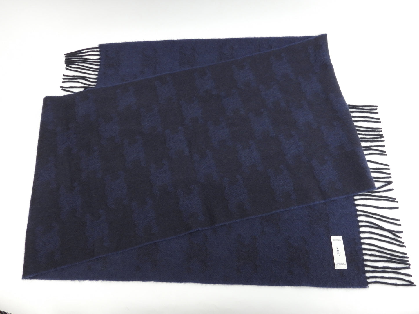セリーヌ マフラー トリオンフ黒 カシミア100%紺 ネックウォーマー 極美品@ 1