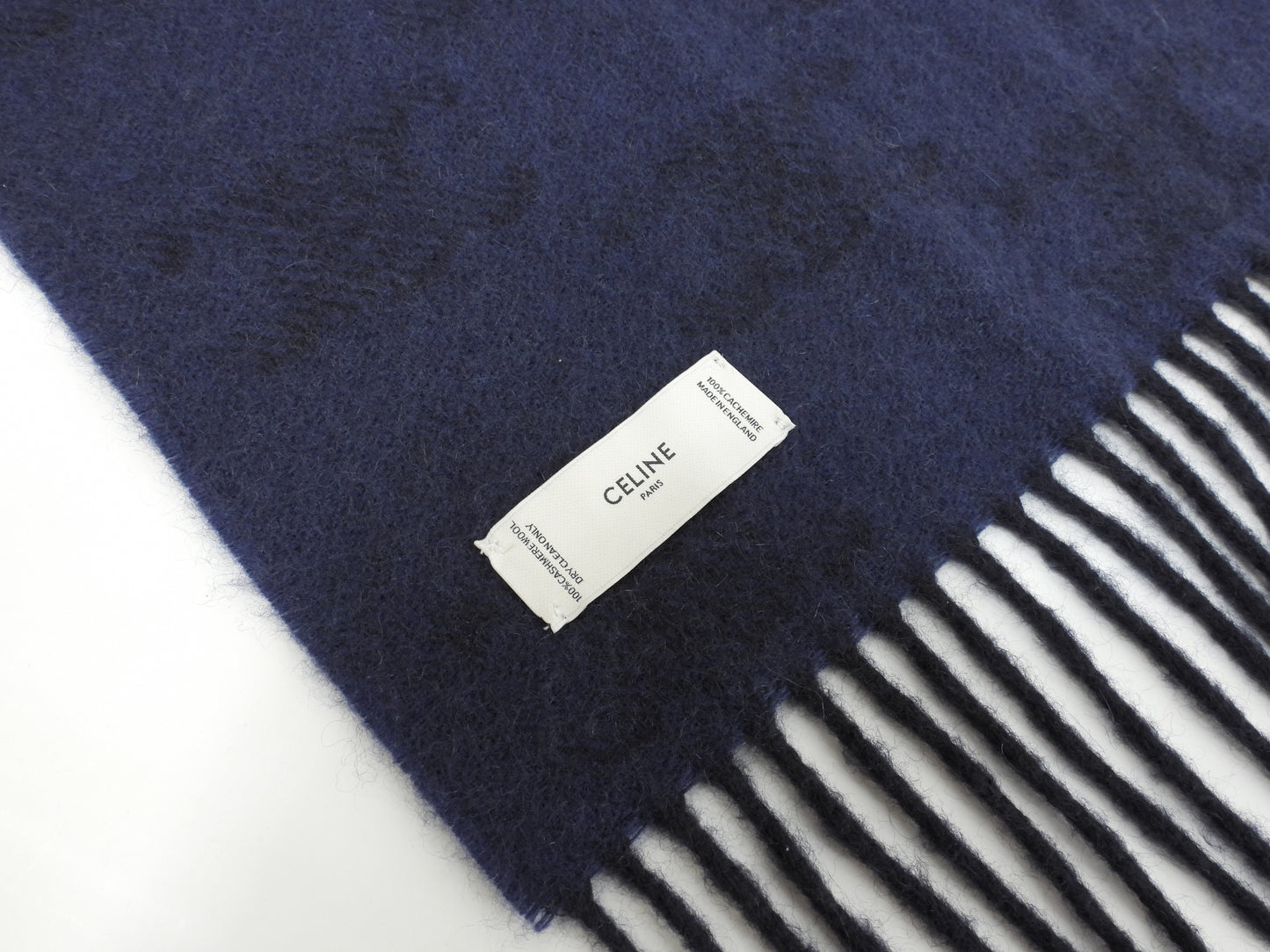 セリーヌ マフラー トリオンフ黒 カシミア100%紺 ネックウォーマー 極美品@ 1
